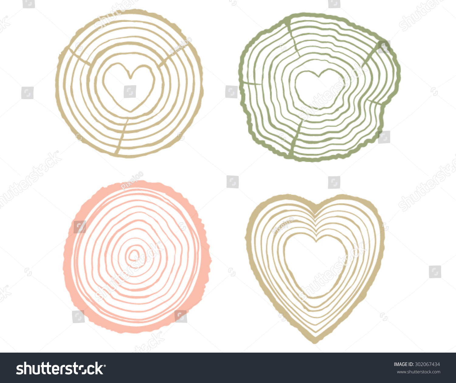 Tree Rings Illustration Set Design Stock Vector 302067434 - Shutterstock