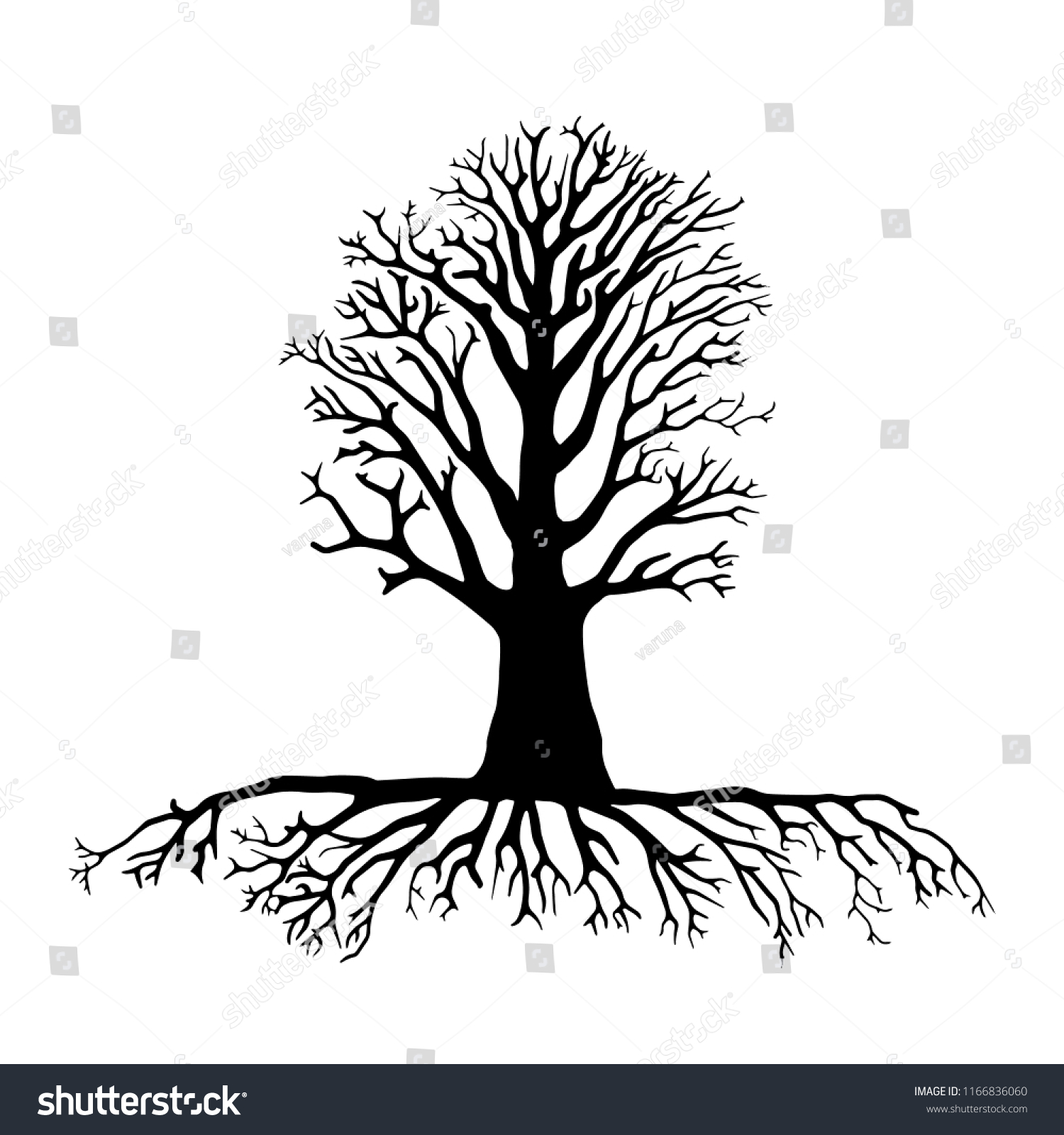 Tree Silhouette Roots Stock Vector (Royalty Free) 1166836060 | Shutterstock