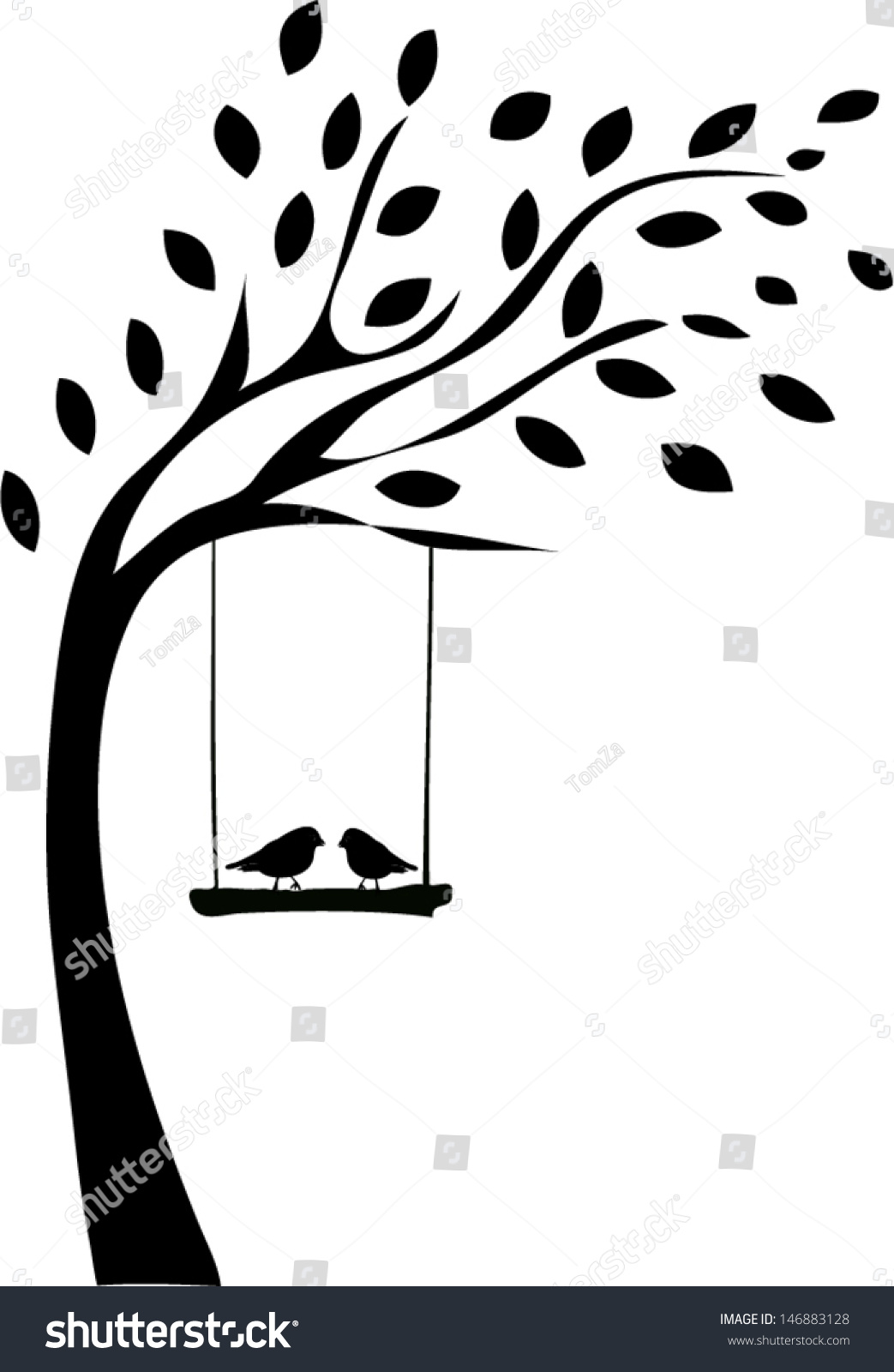 Tree Silhouette Two Birds Stock Vector 146883128 - Shutterstock1043 x 1600