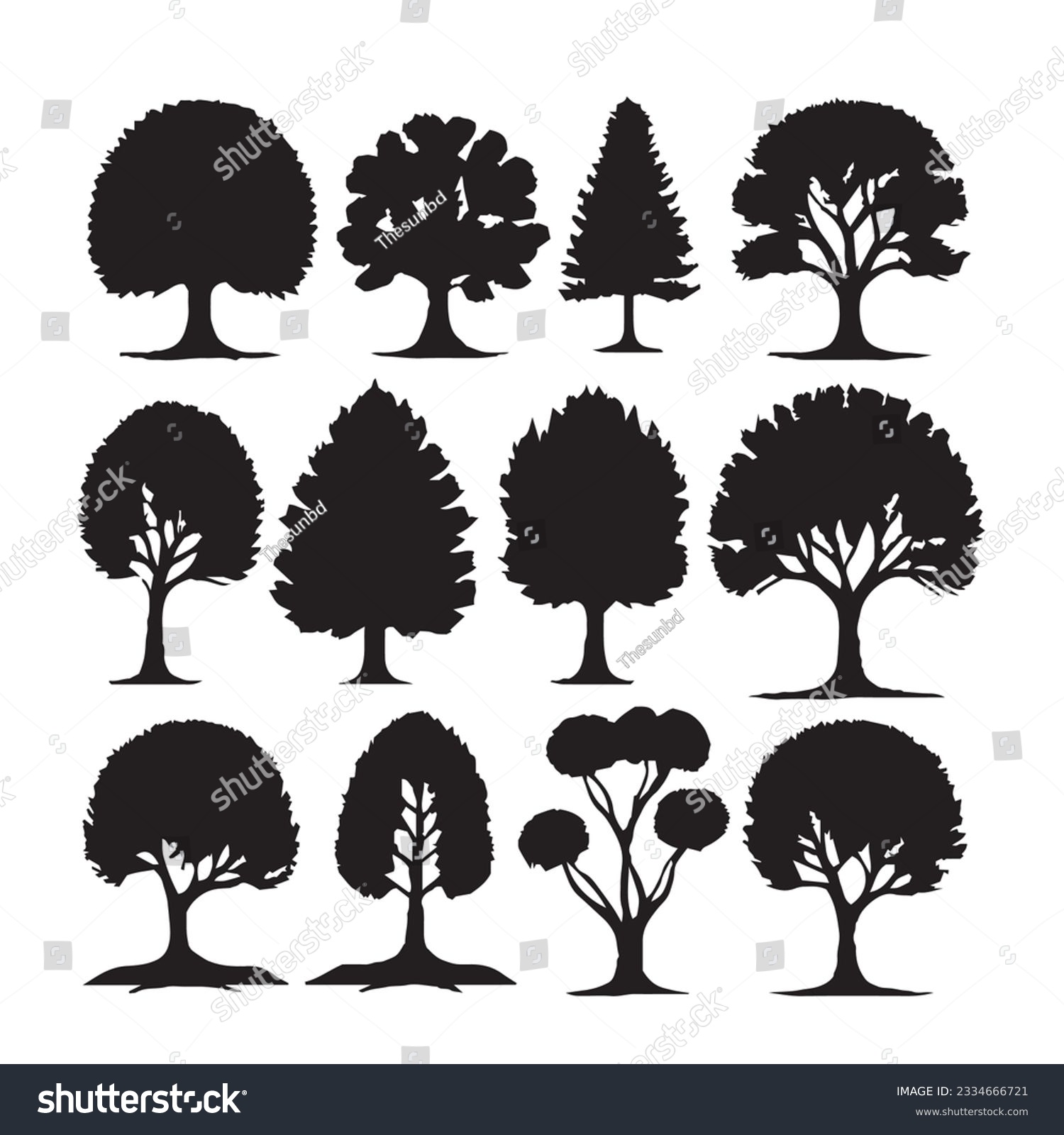 SVG of Tree silhouettes on white background svg