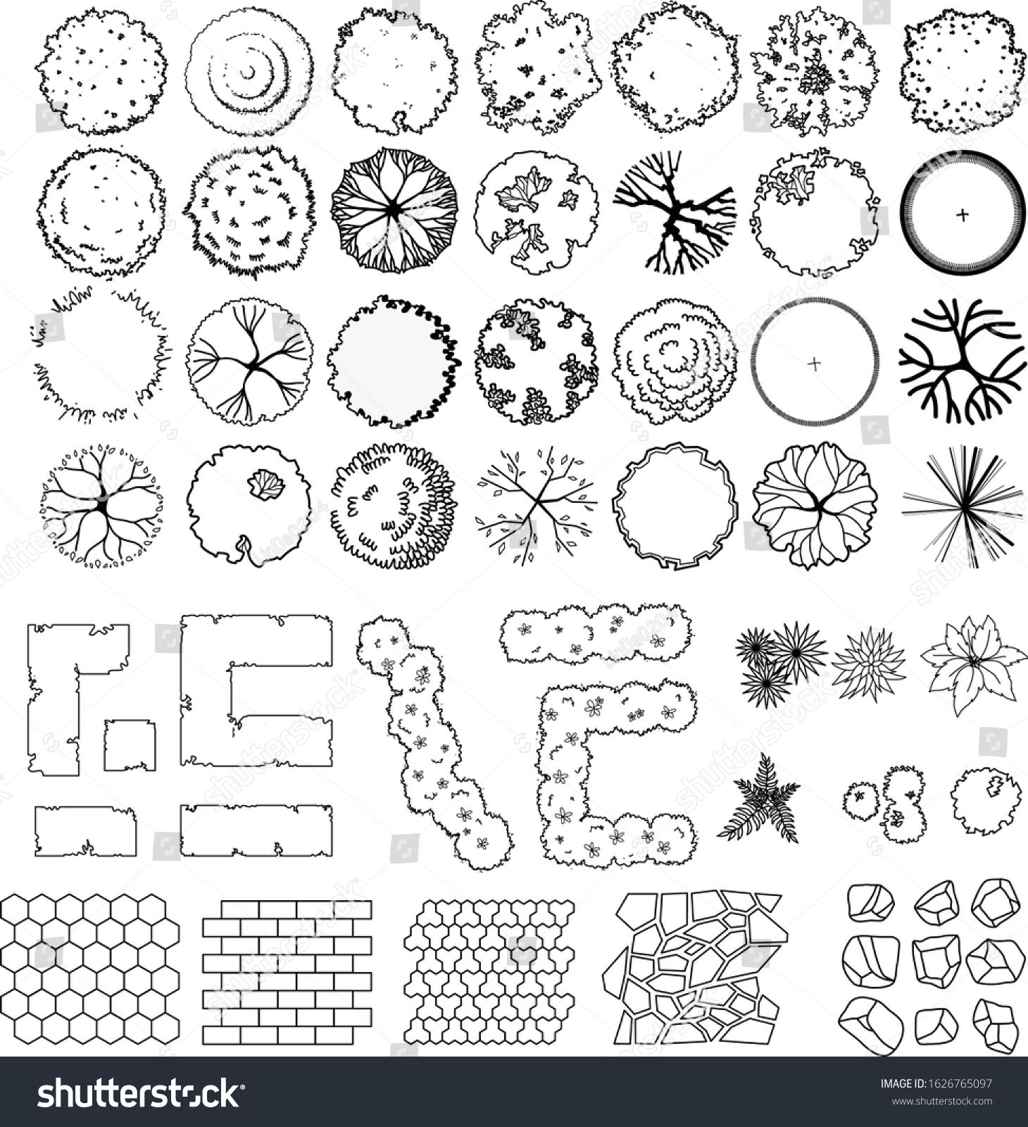 Tree Top Vector Set Architectural Landscape Stock Vector (Royalty Free ...