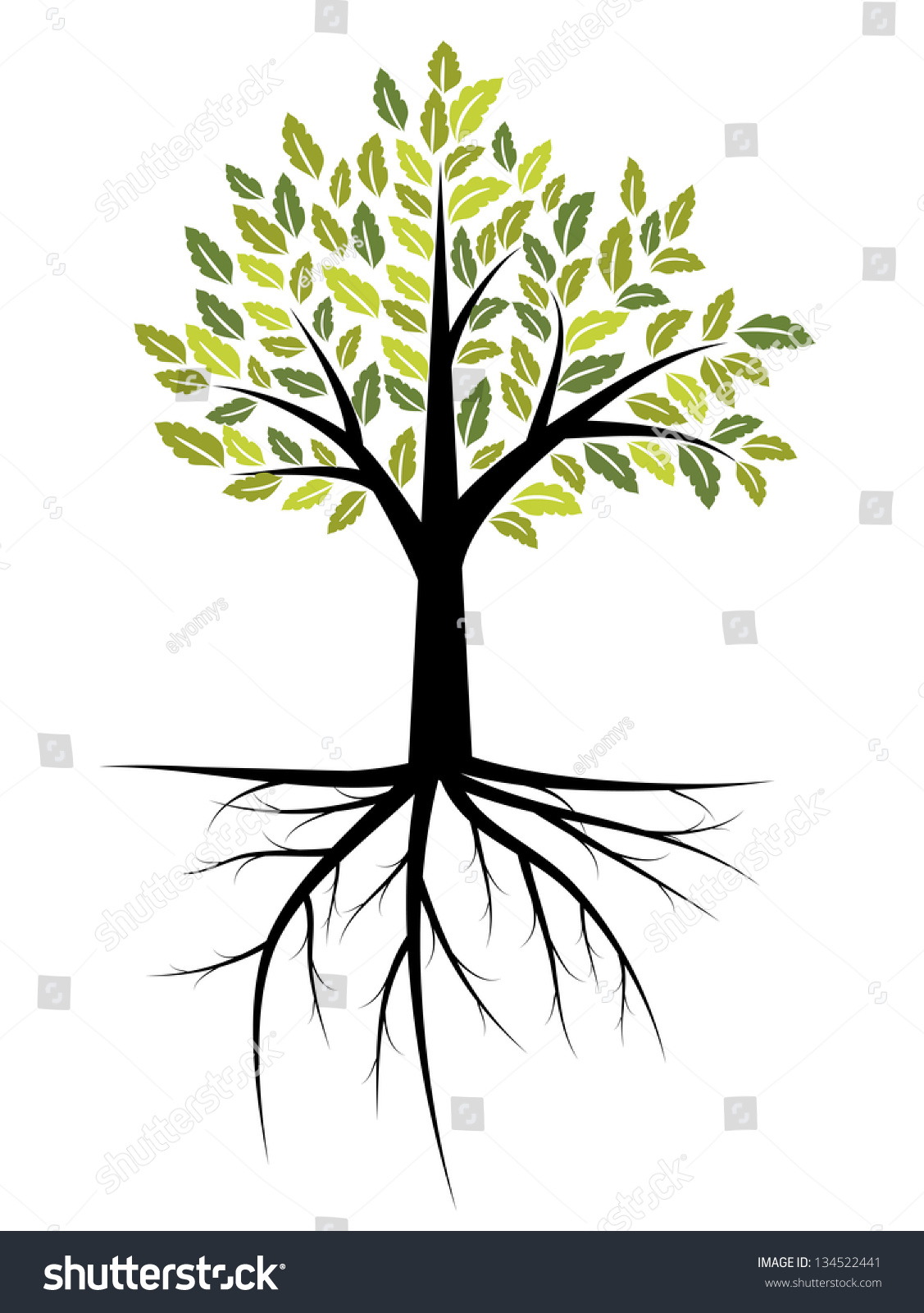 Tree With Roots Stock Vector Illustration 134522441 : Shutterstock