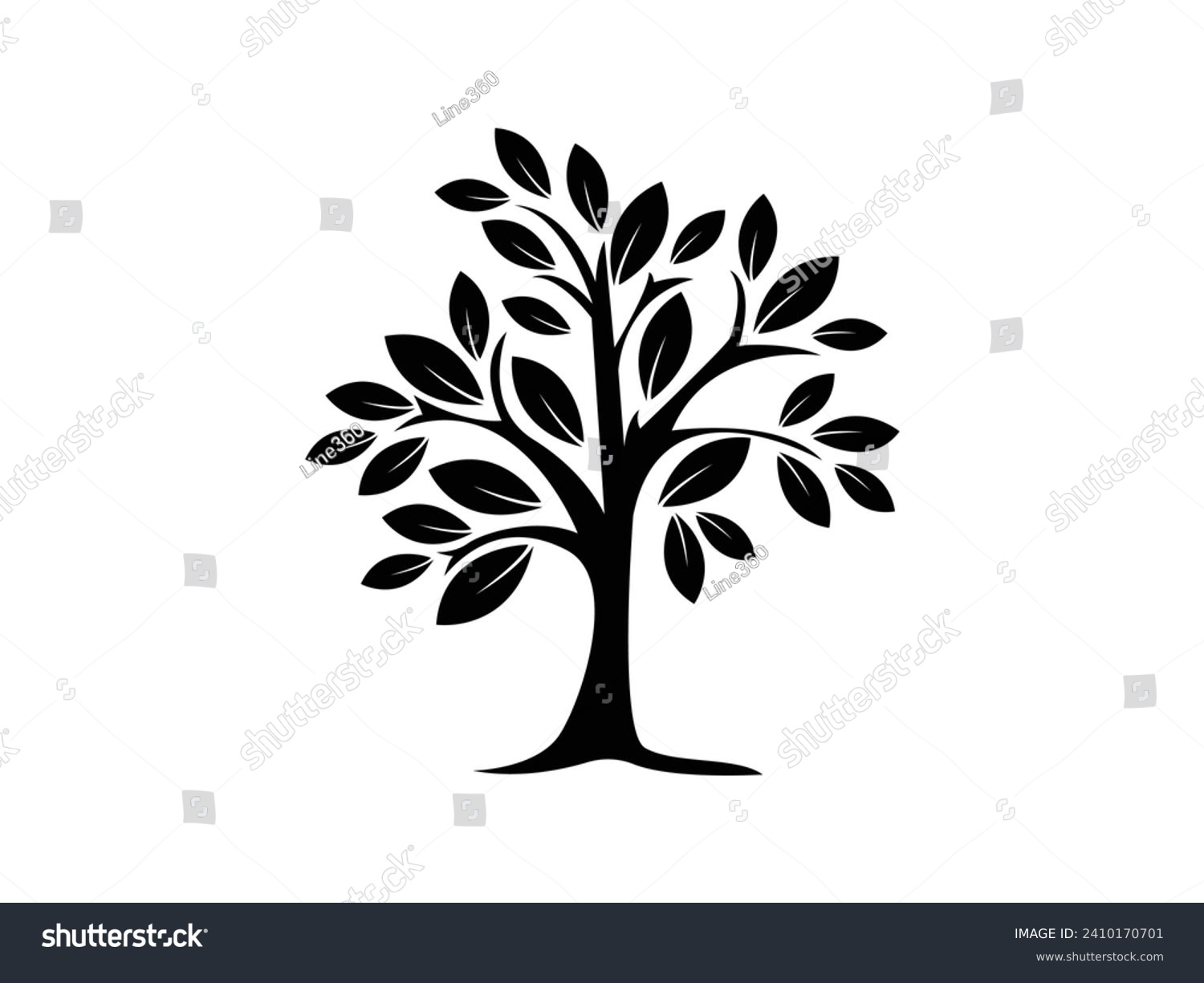 SVG of Tree with Roots Icon Vector illustration. trees symbol. branch leaf sign, emblem isolated on white background, Flat style for graphic and silhouette, logo. EPS10 black pictogram. svg