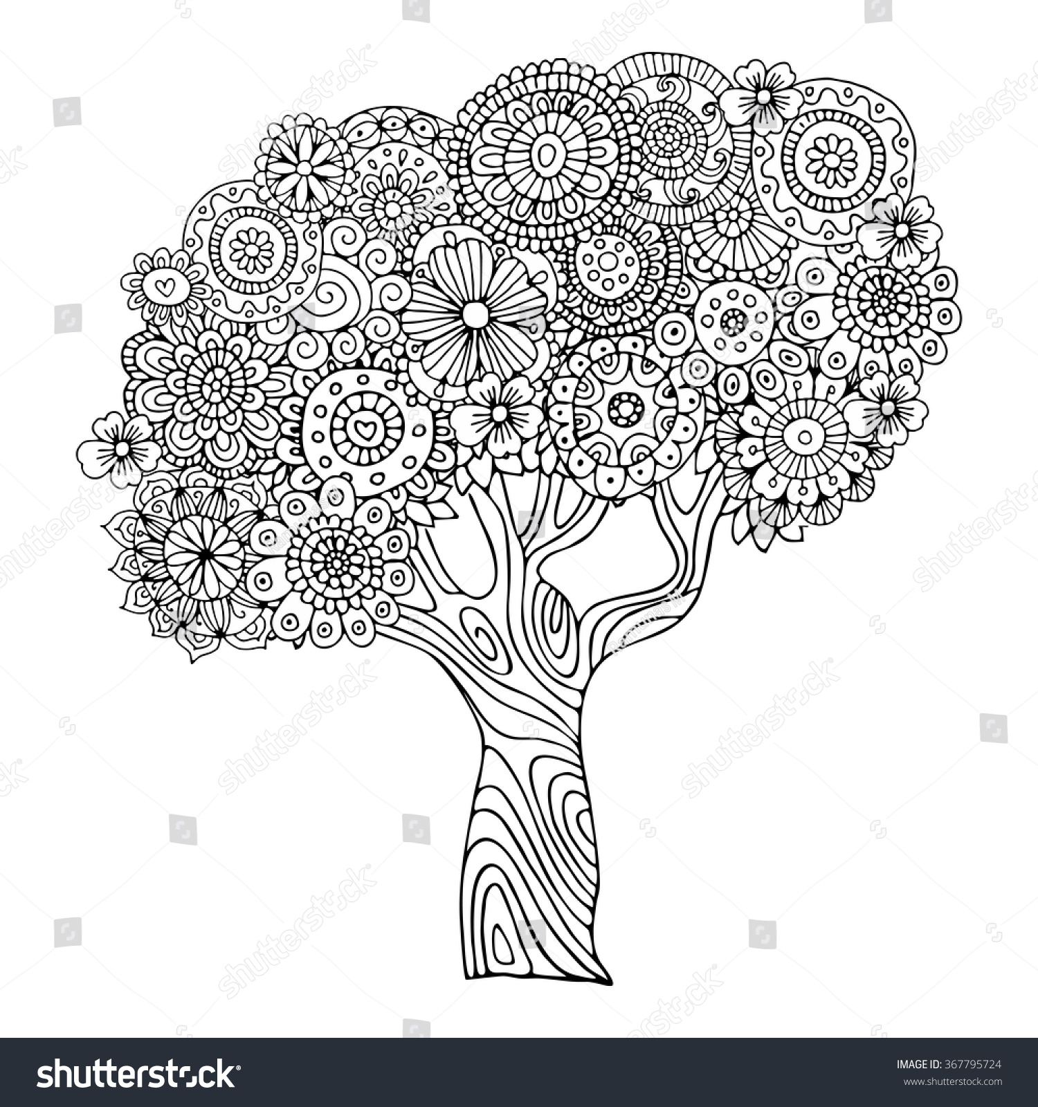 zentangle coloring pages tree trunk - photo #23