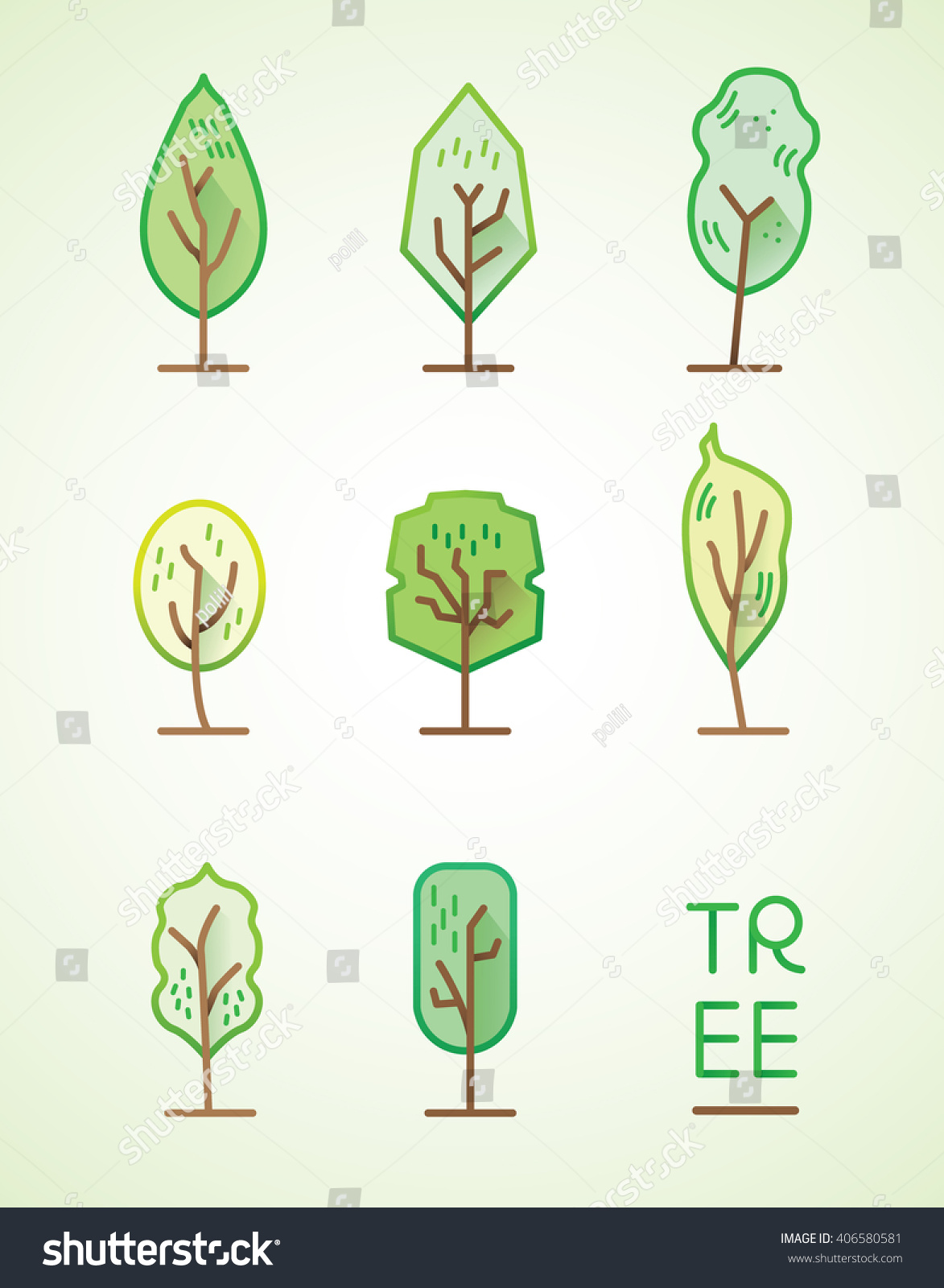 Trees Flat Vector Stock Vector 406580581 - Shutterstock