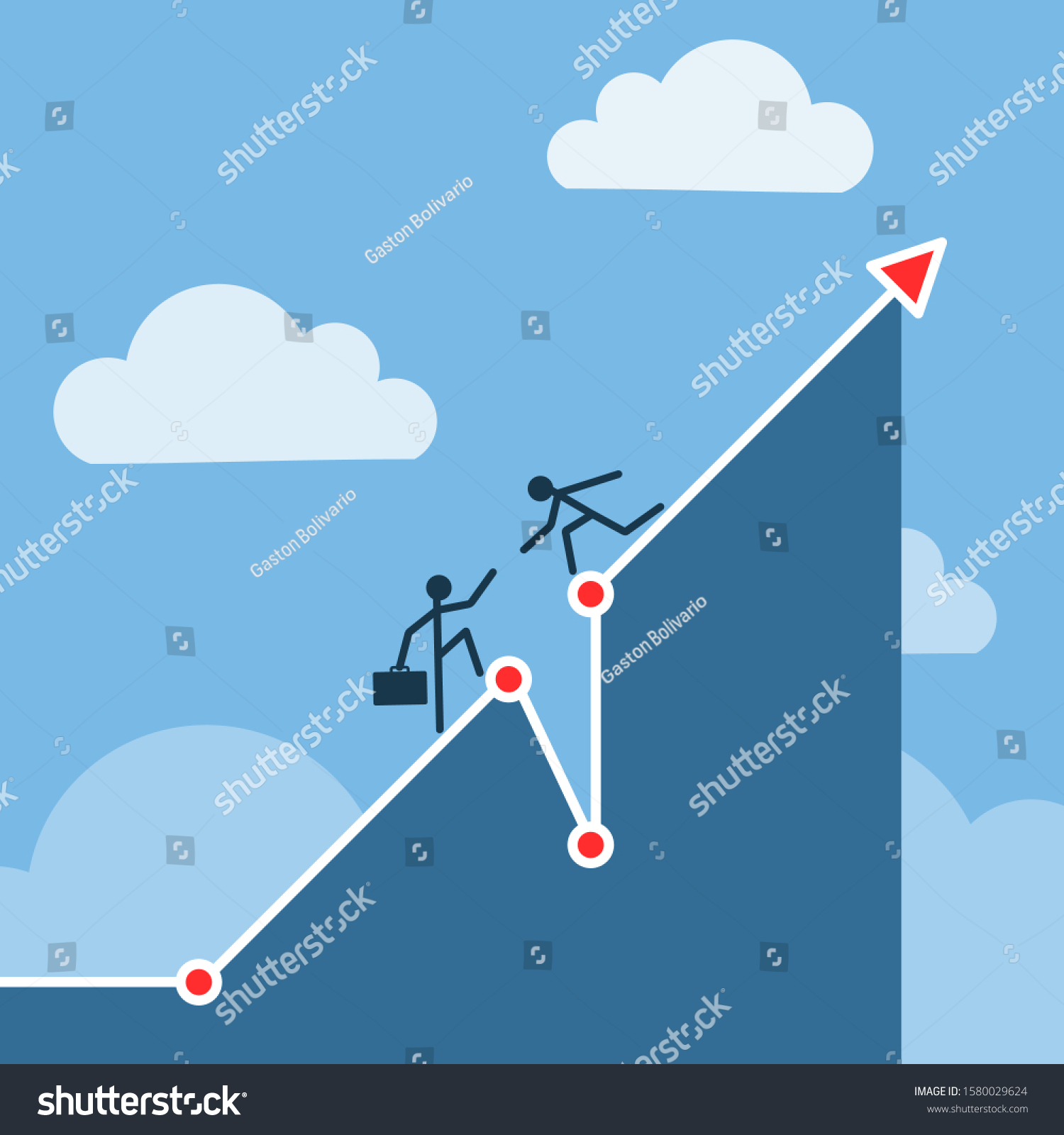 Trending Upward Chart Vector Graphic Stock Vector (Royalty Free) 1580029624