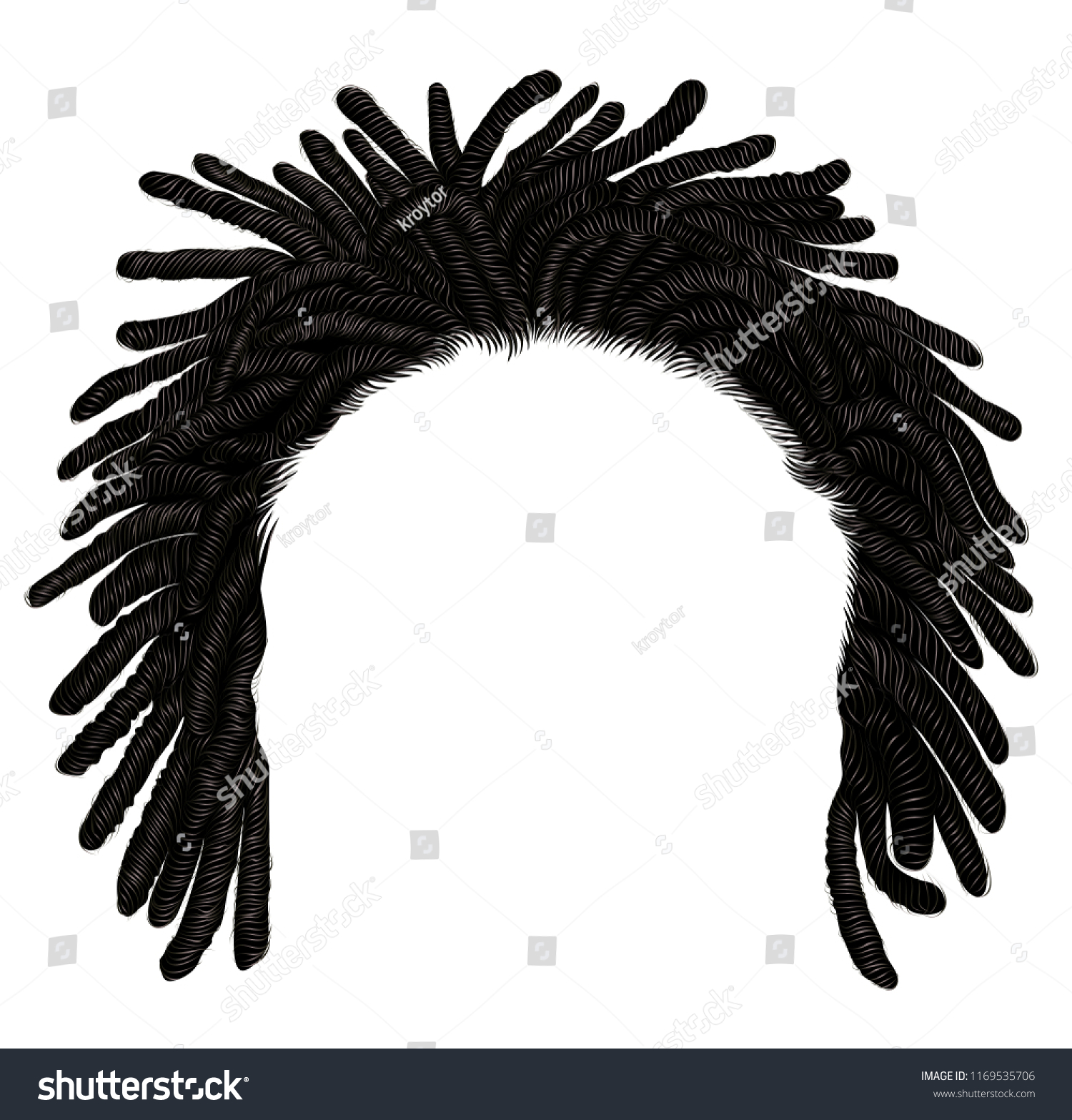 SVG of trendy african long  hair dreadlocks . 
realistic  3d . fashion beauty style . svg