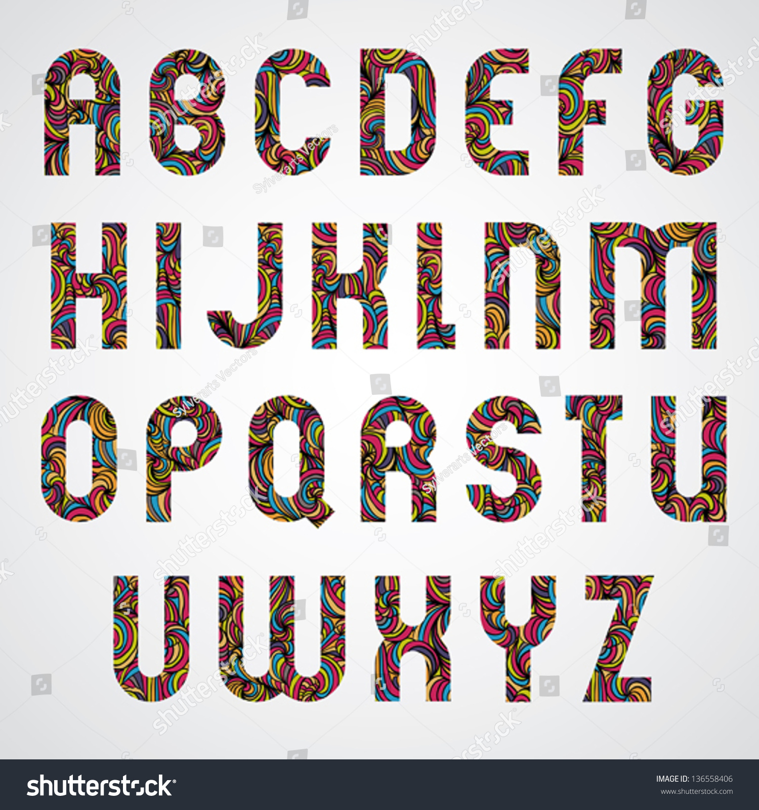Trendy Alphabet Letters Design Decorated Beautiful Stock Vector