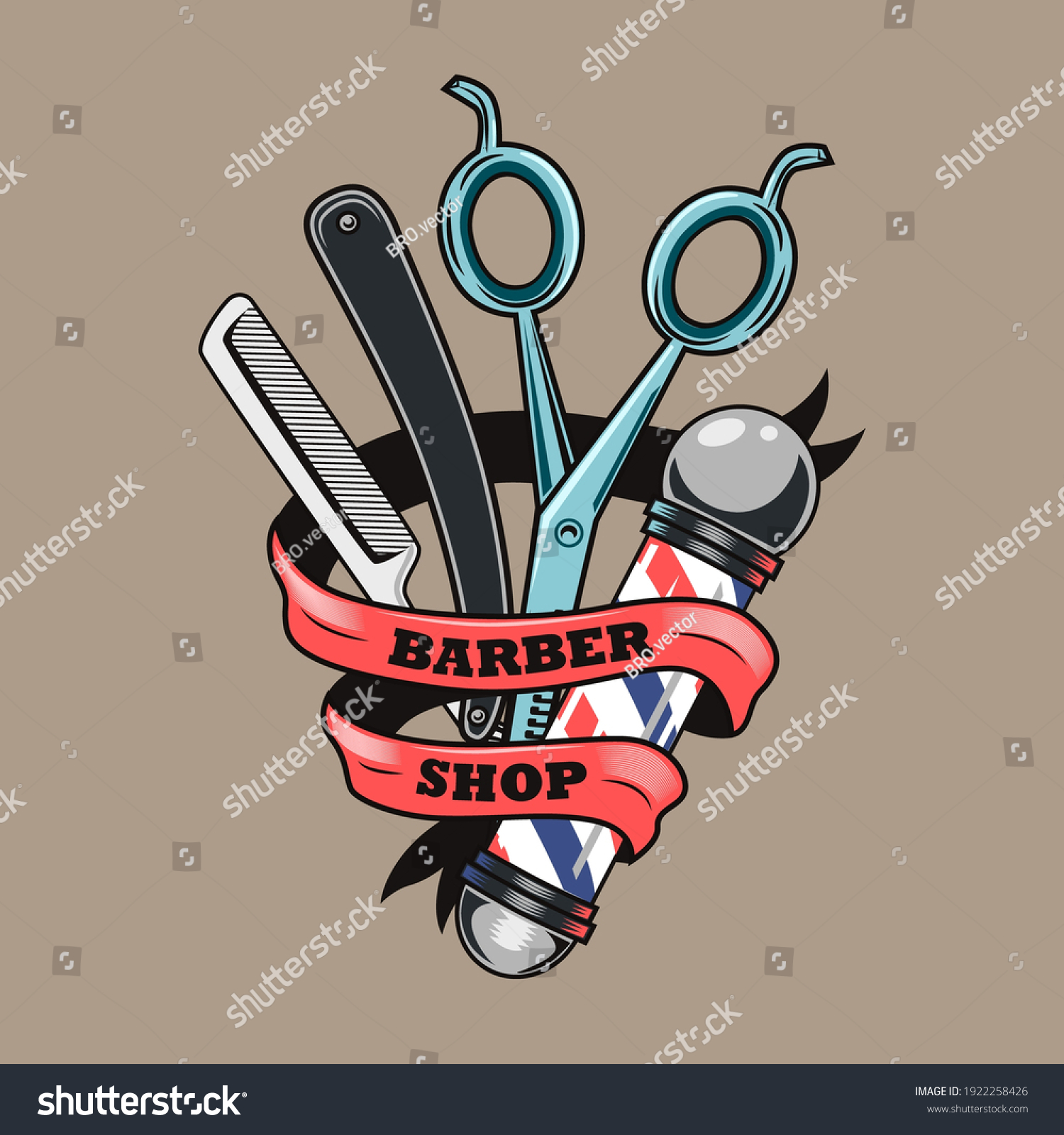 31 706 Barber Concept Vector Images Stock Photos Vectors Shutterstock Stock Vector Trendy Badge With Barber Equipment Vector Illustration Colorful Label With Scissors Razor Pole 1922258426