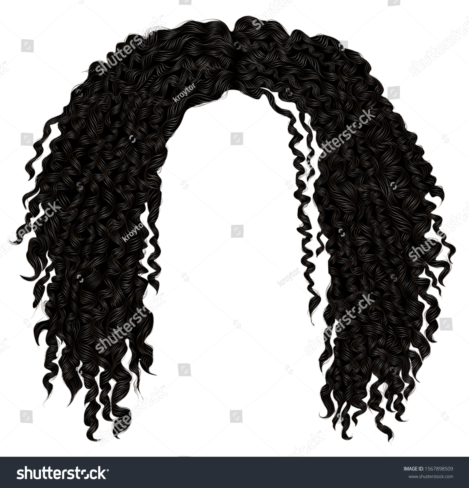 SVG of trendy curly disheveled african black  hair  . realistic  3d . fashion beauty style .unisex women  men svg