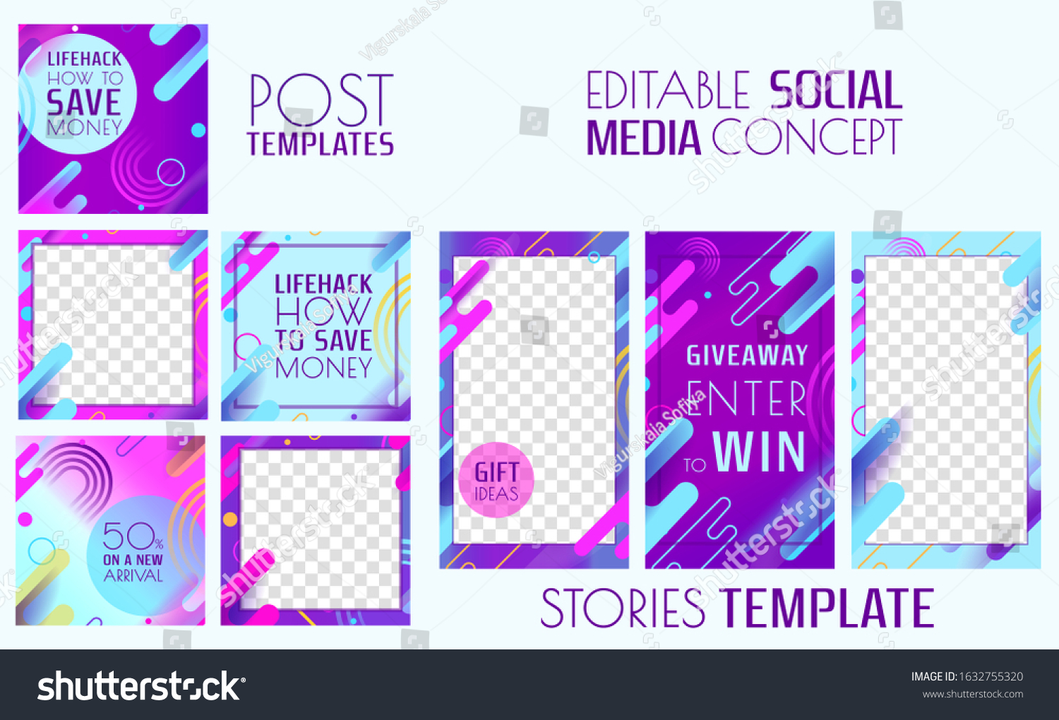 Trendy Editable Instagram Template Design Social Stock Vector Royalty Free 1632755320