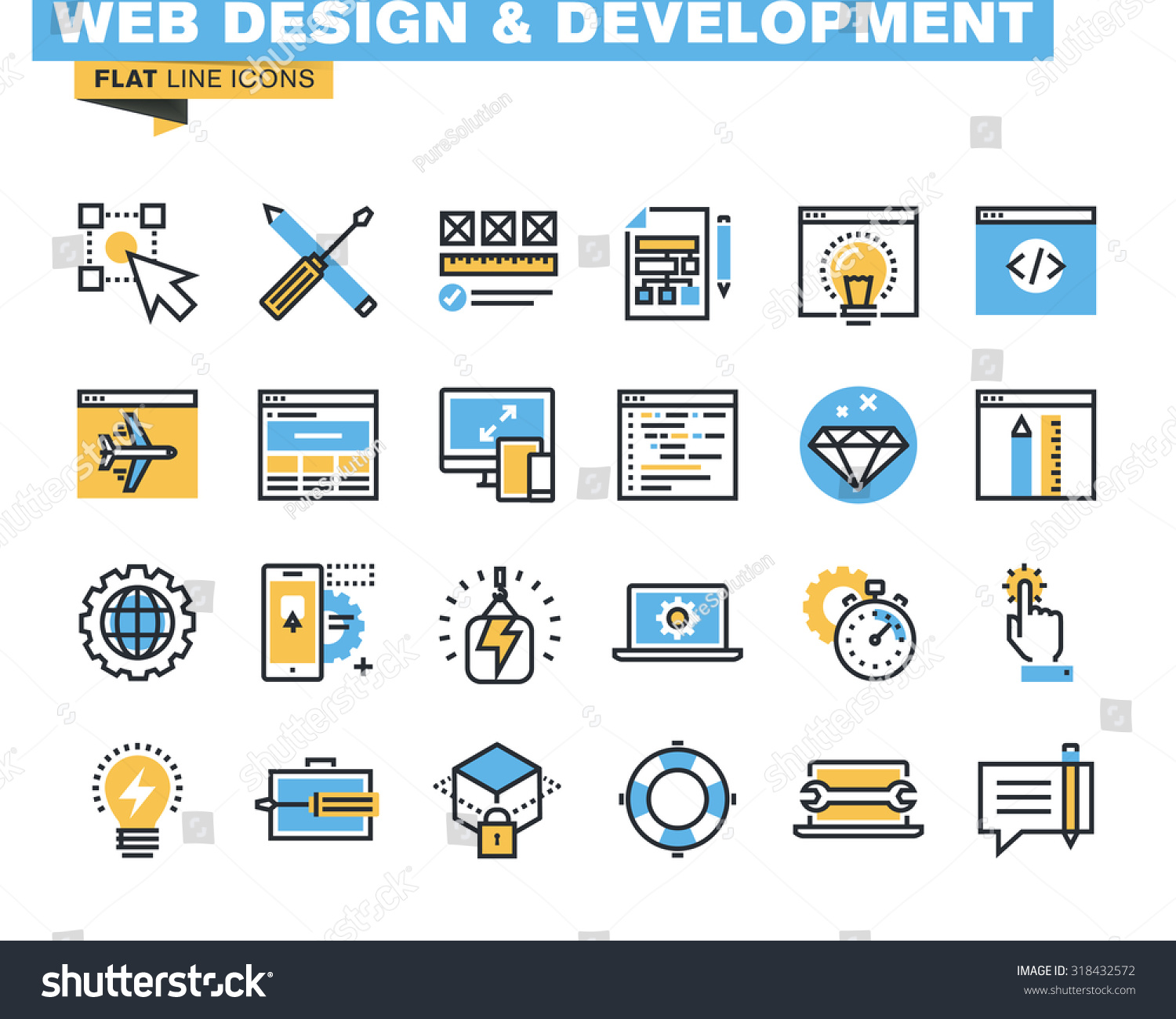 Trendy Flat Line Icon Pack Designers Stock Vector Royalty Free