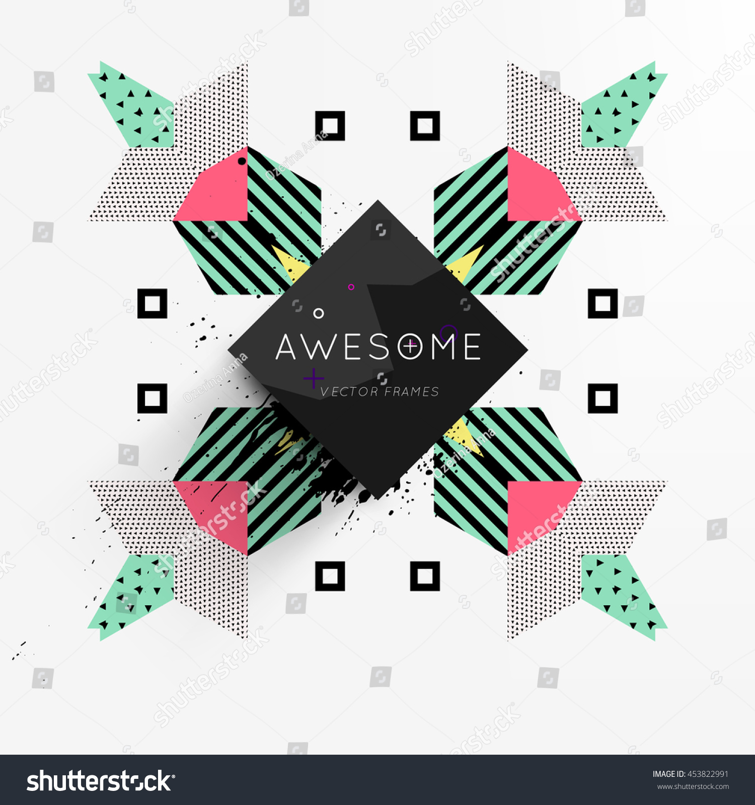 Trendy geometric flat pattern frame with abstract background for brochure flyer or presentations design