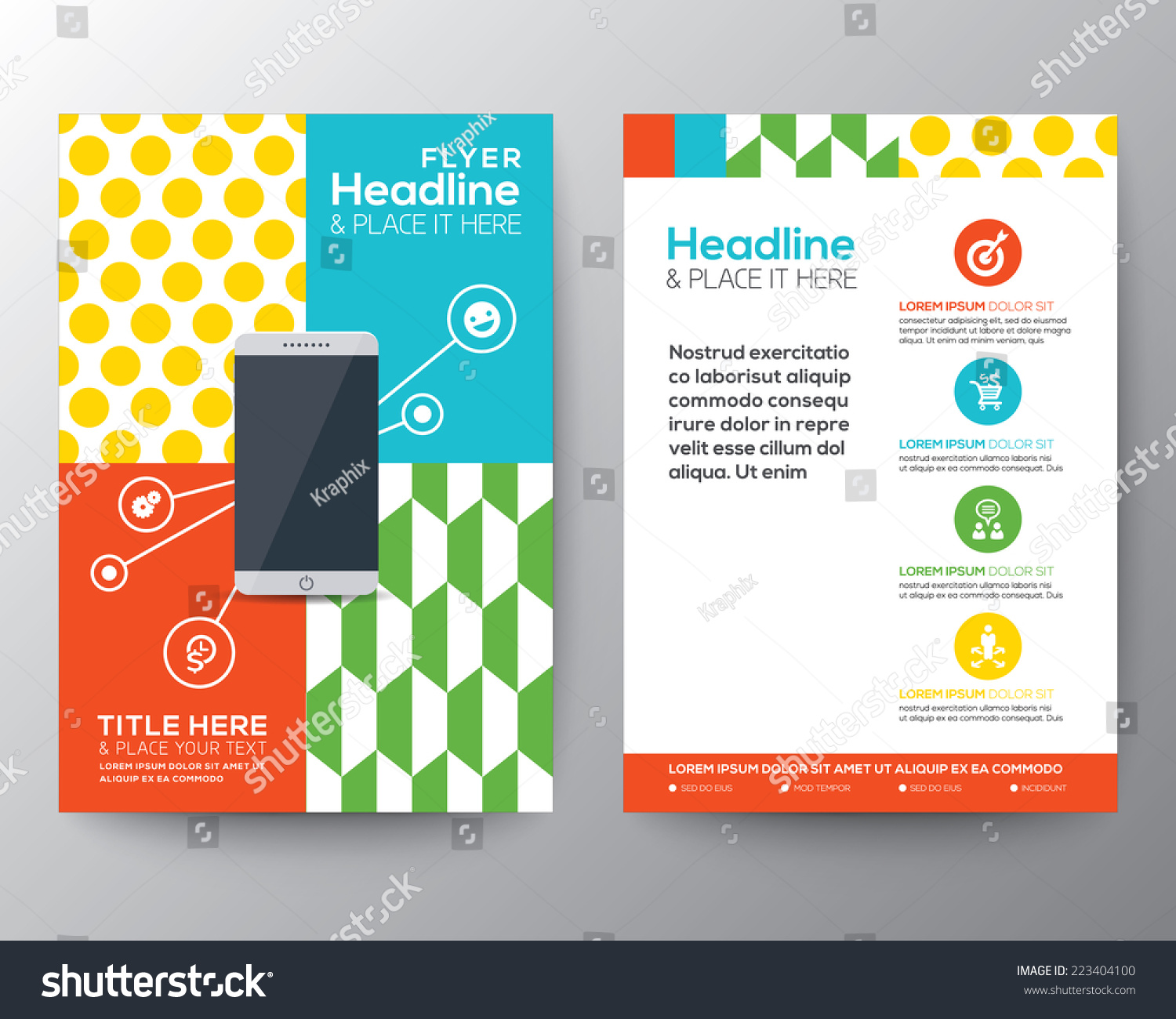 Trendy Graphic Design Layout With Smart Phone Concept Vector Template ...