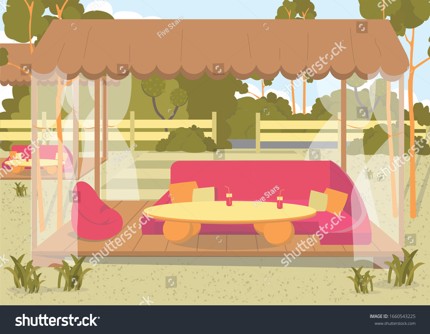 Trendy Lounge Zone Local Park Cocktail Stock Vector Royalty Free