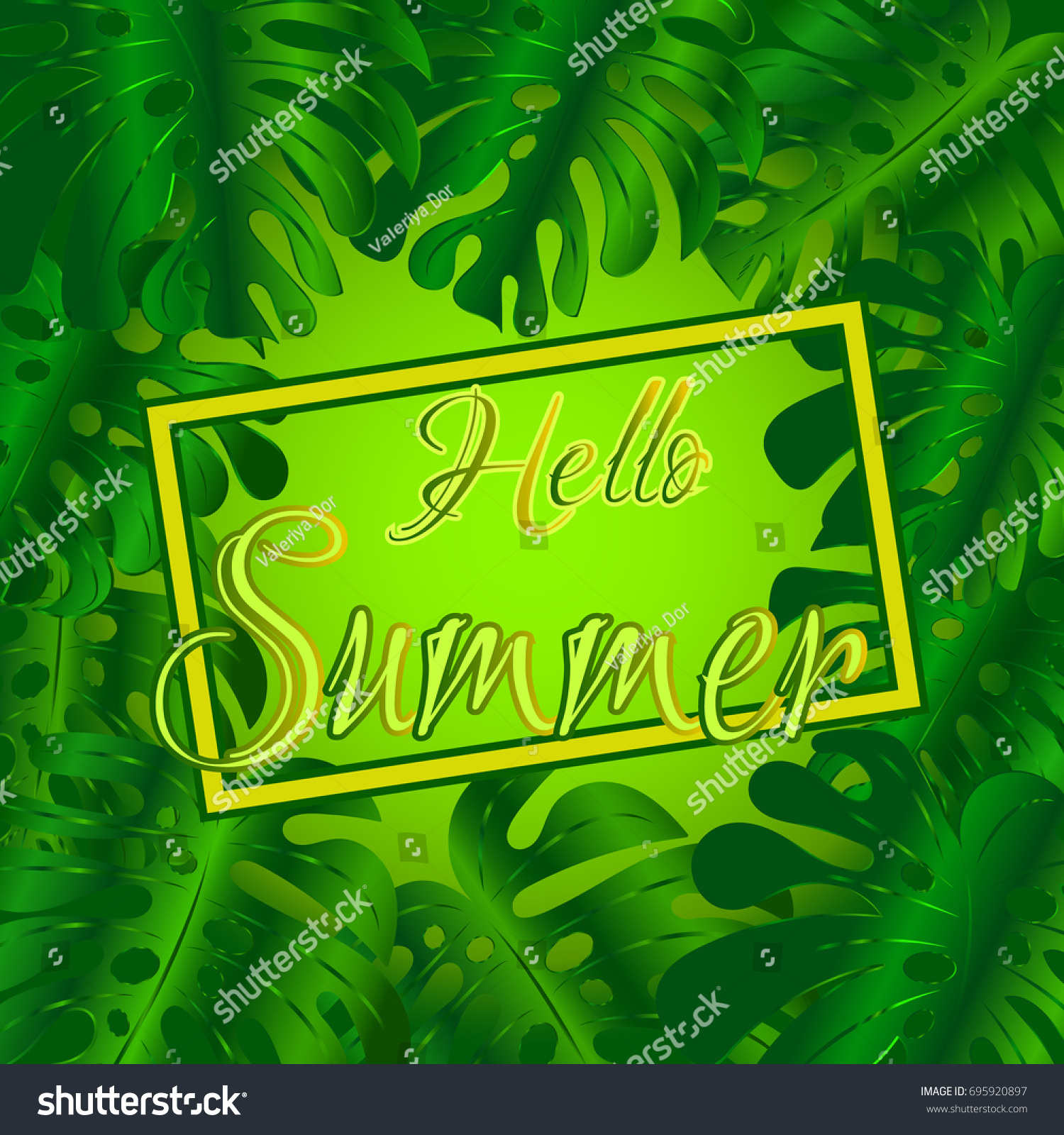 Trendy Tropical Leaves Design Summer Border Stock Vector (Royalty Free ...