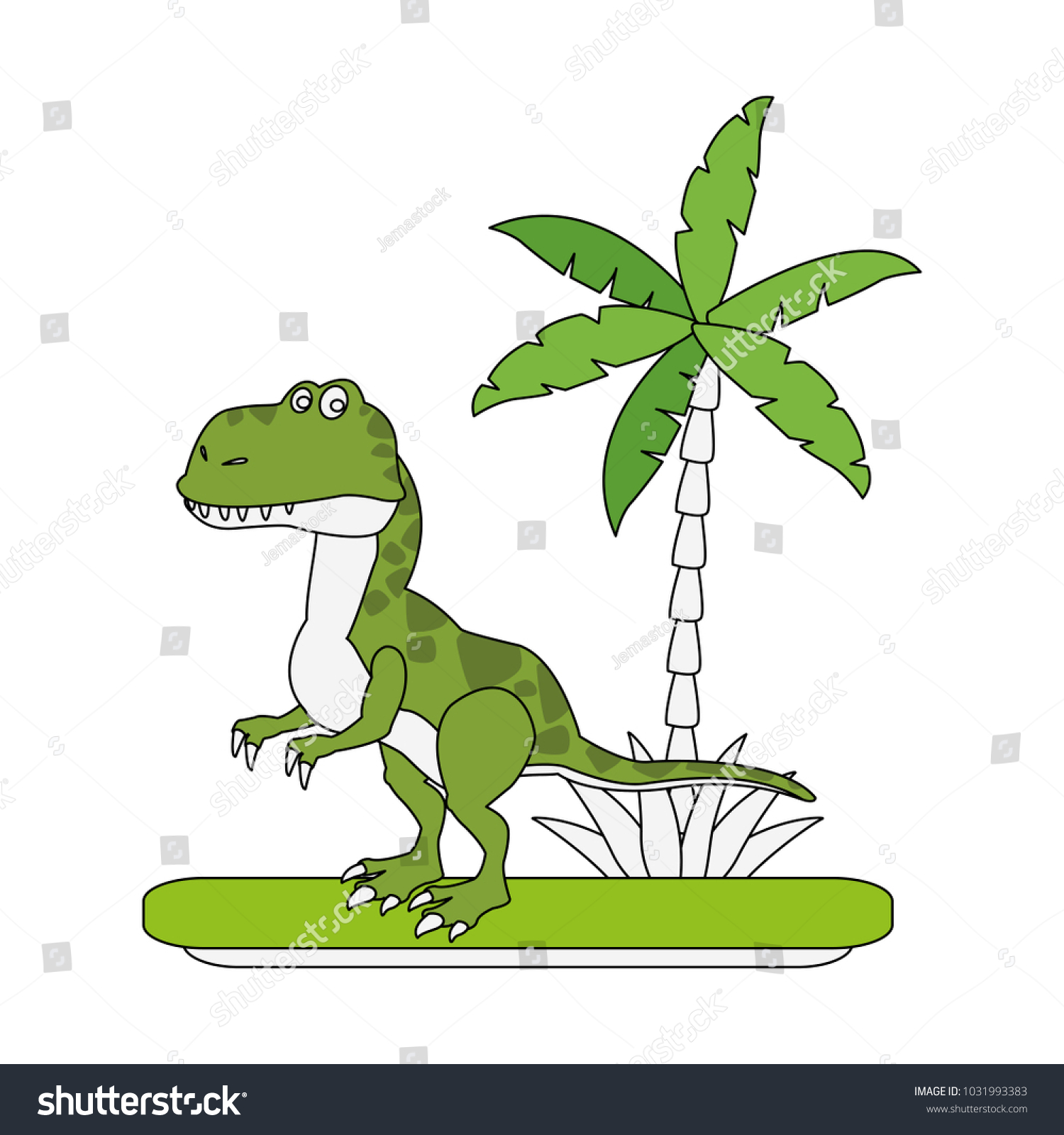 Trex Dinosaur On Forest Cartoon Stock Vector (Royalty Free) 1031993383 ...