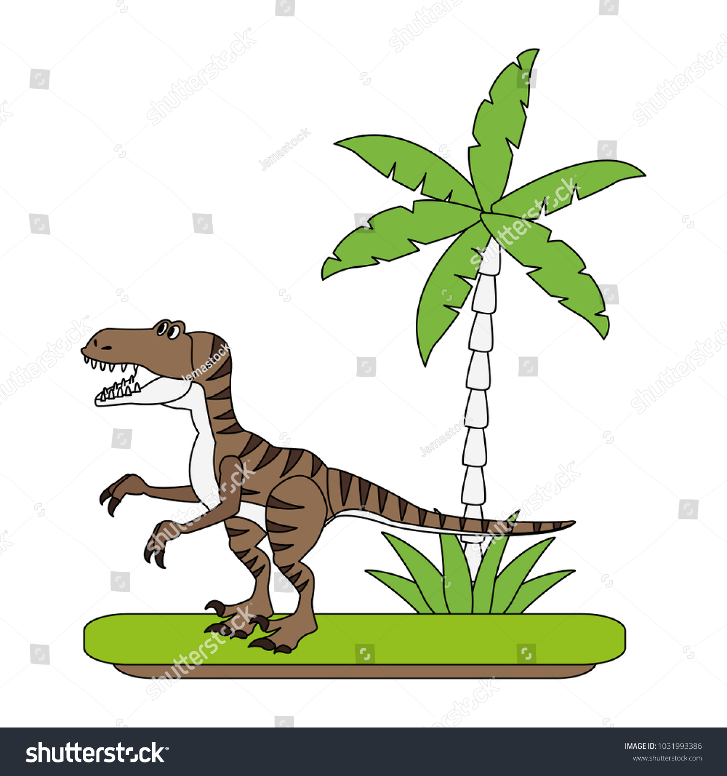 Trex Dinosaur On Forest Cartoon Stock Vector (Royalty Free) 1031993386 ...