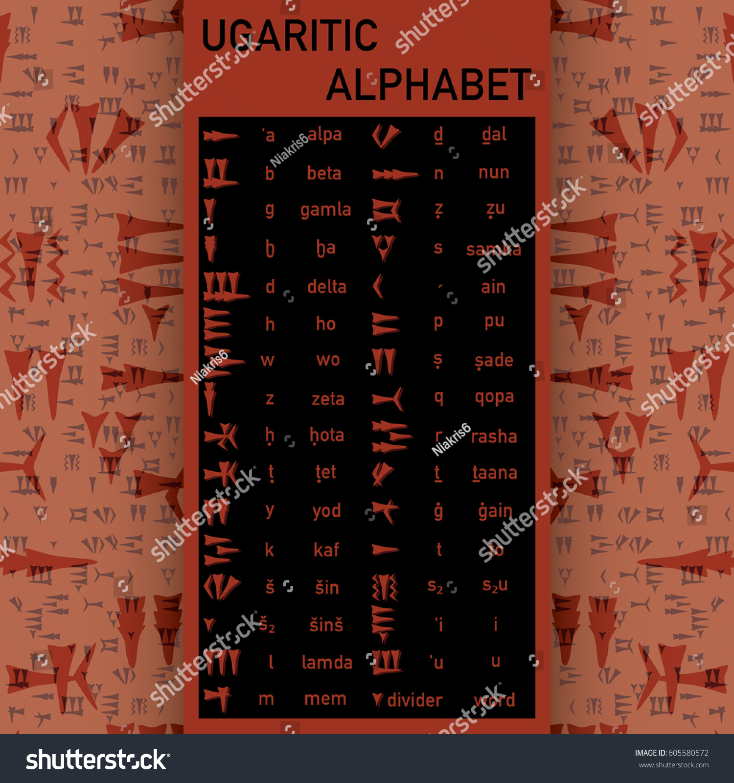 Trifold Brochure Design Ugaritic Alphabet Stock Vector Royalty Free