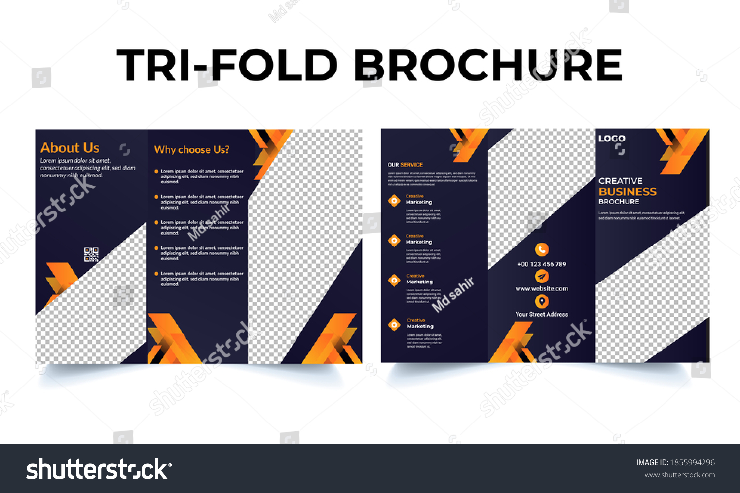 Trifold Brochure Template Design Bifold Design: เวกเตอร์สต็อก (ปลอดค่า ...