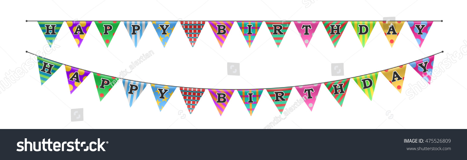 Triangle Bunting Flags Happy Birthday Text Stock Vector (Royalty Free ...