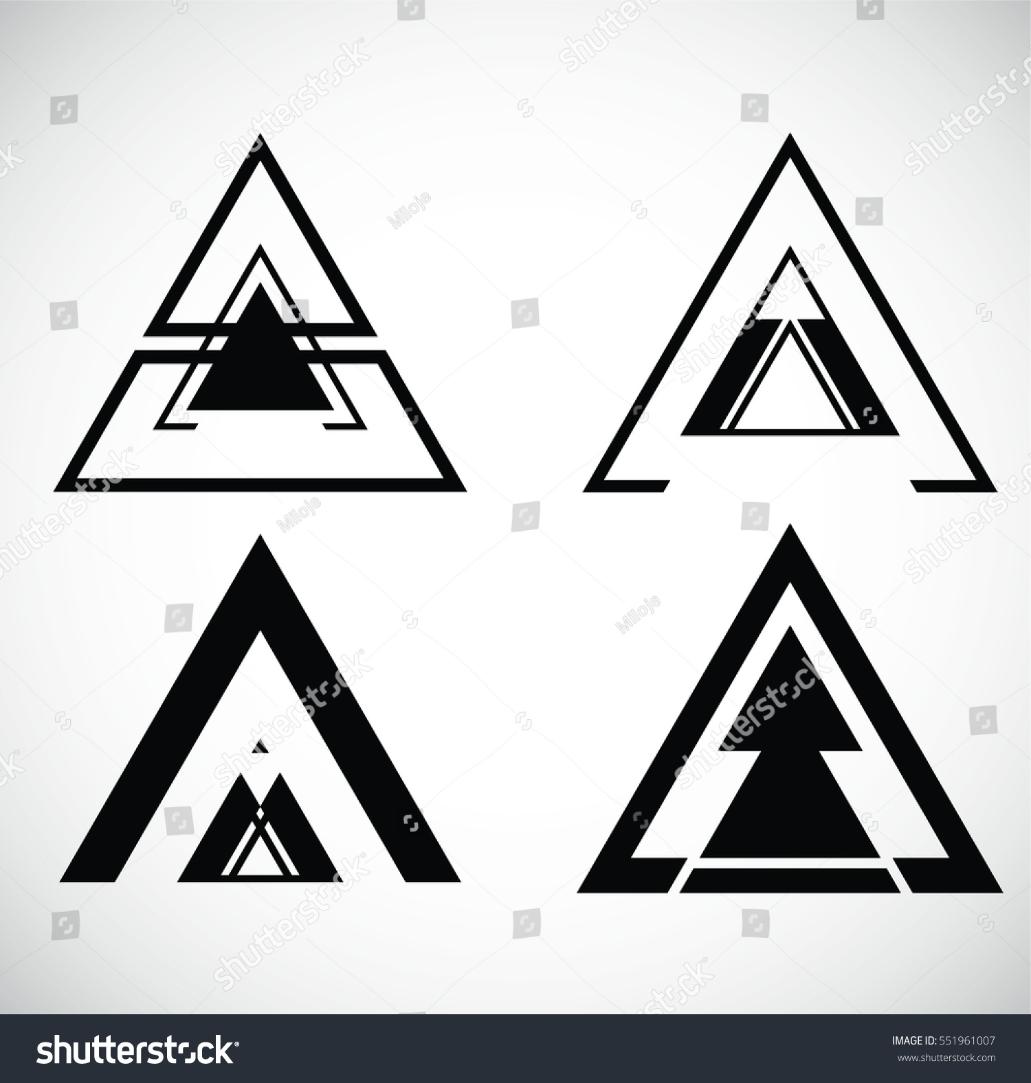 Triangles Banners Insignias Logos Icons Labels Stock Vector (Royalty ...