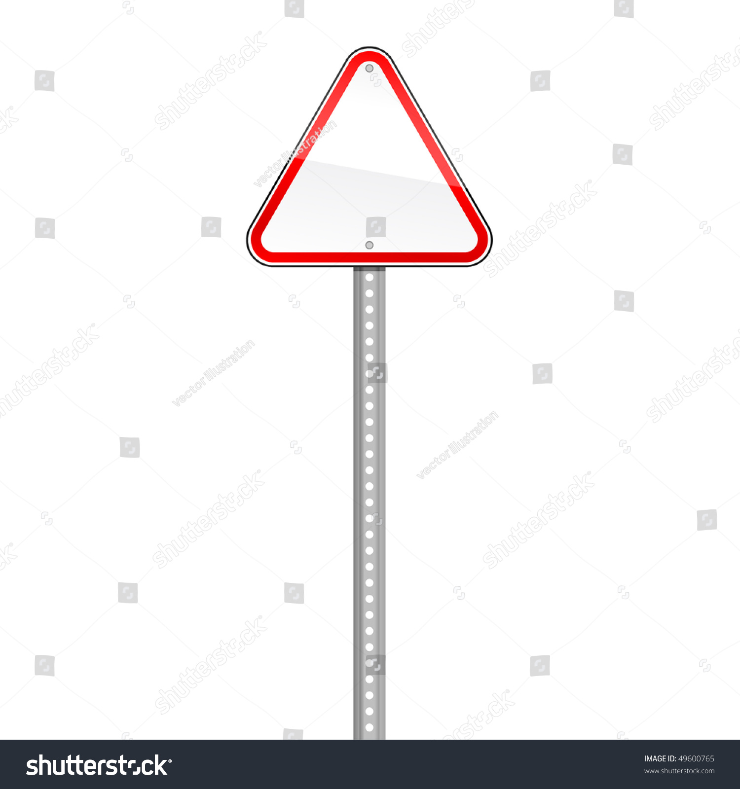 Triangular Blank Red Road Signs Pole image vectorielle de stock