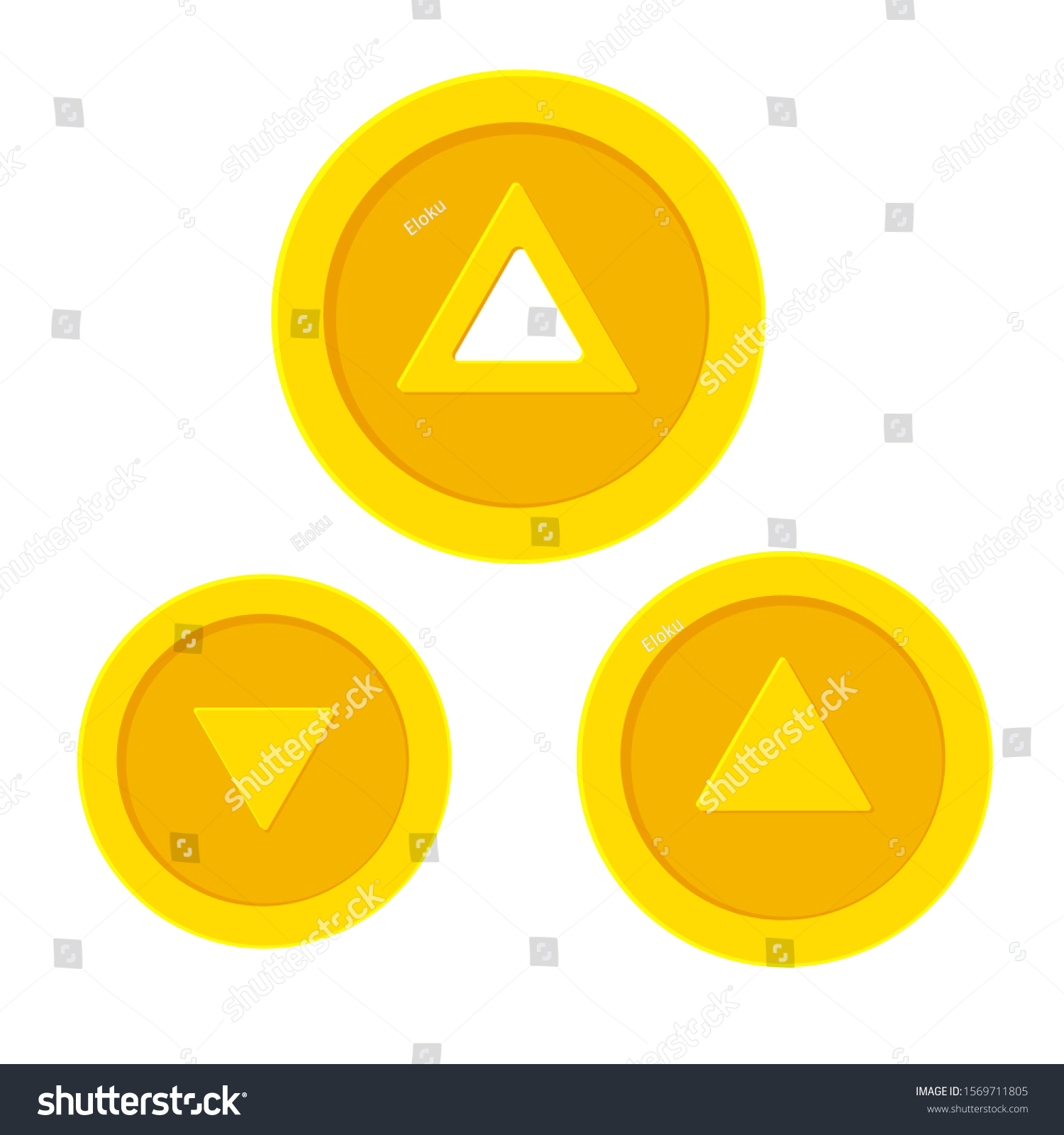 SVG of Triangular hole golden coin. Flat icon isolated on white background. Vector illustration  svg
