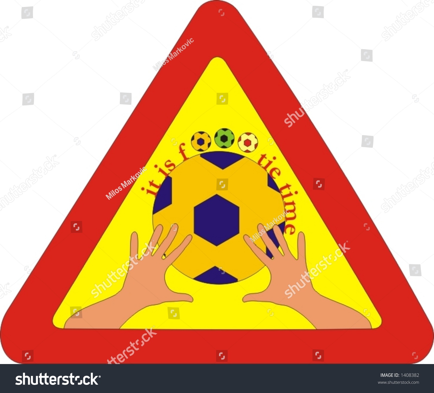 soccer ball hands yellow triangle sign clip art preview