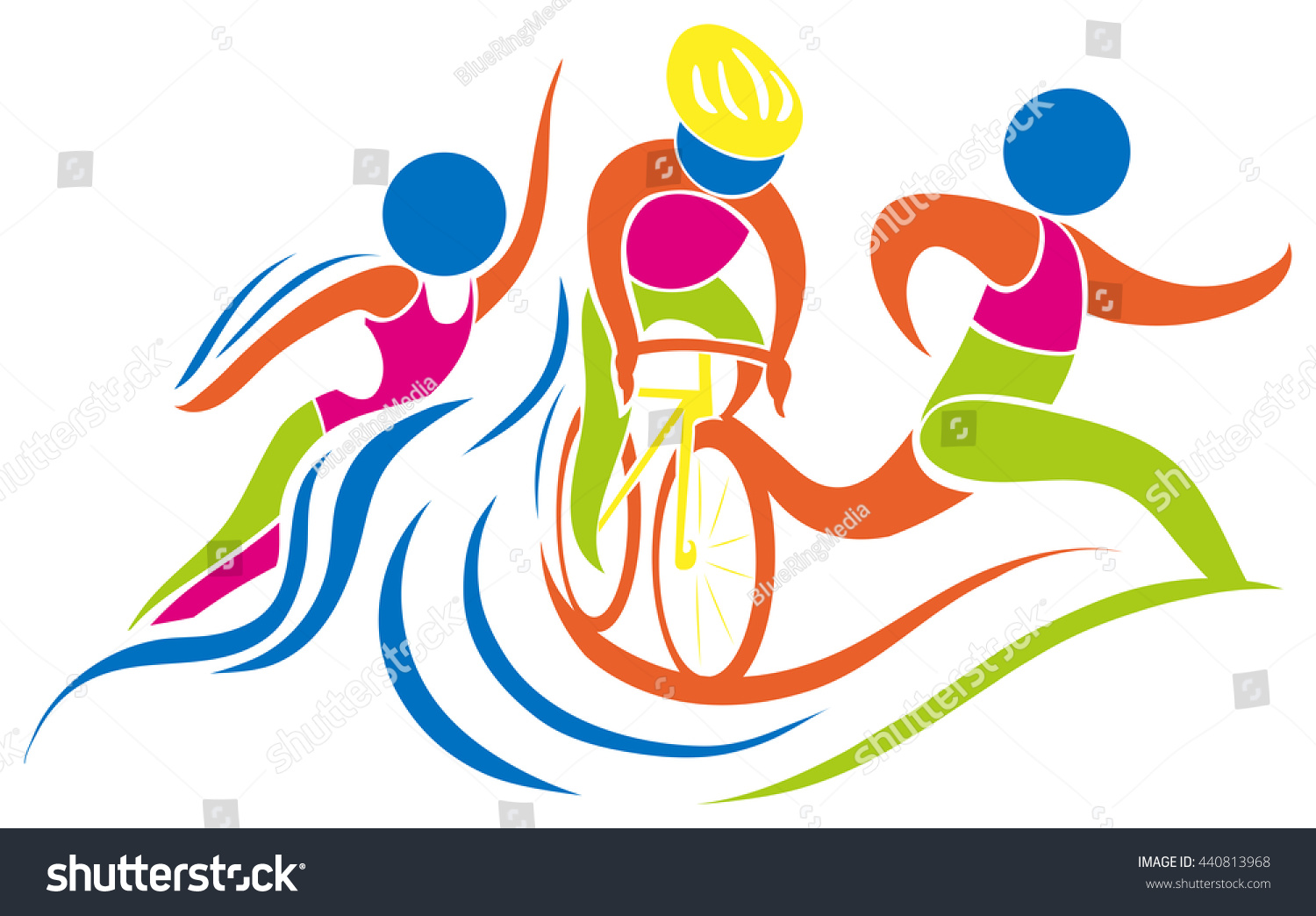 Triathlon Icon In Colors Illustration - 440813968 : Shutterstock