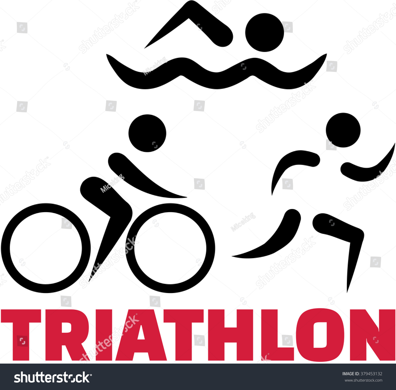 Triathlon Symbols With Word Stock Vector Illustration 379453132 ...