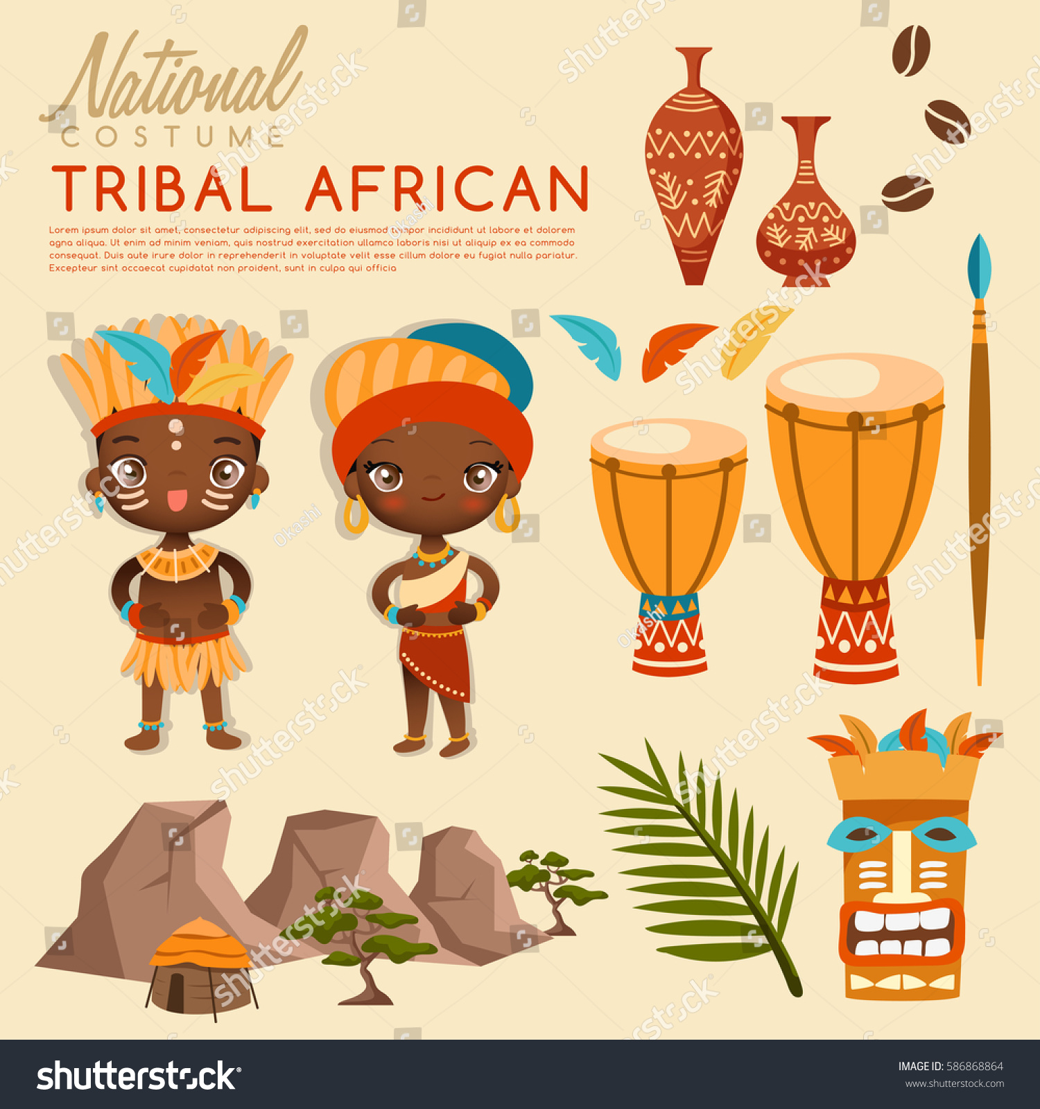 tribal-african-traditional-costumes-vector-illustration