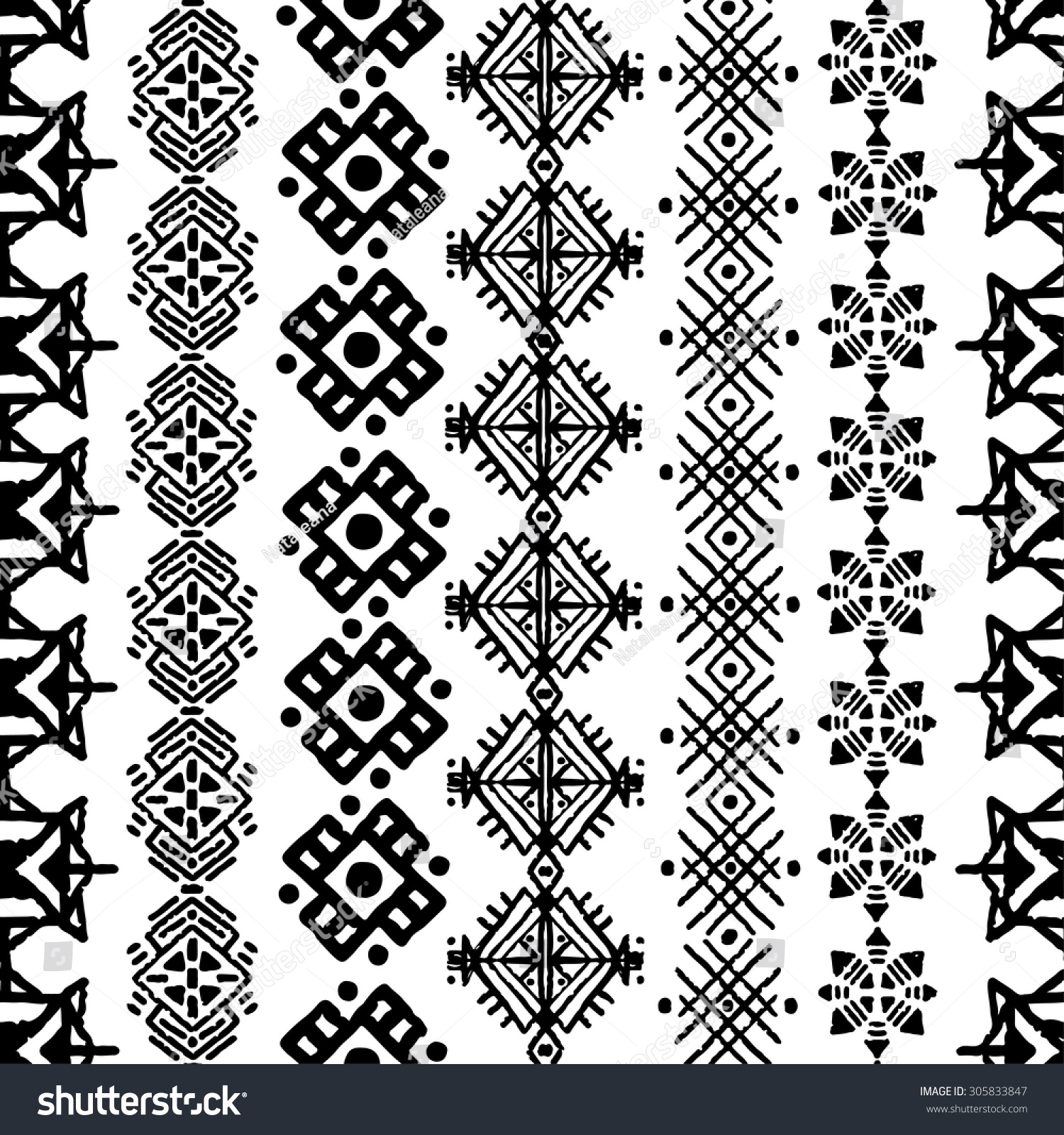 Tribal Art Boho Seamless Pattern Ethnic Stock Vector 305833847 ...