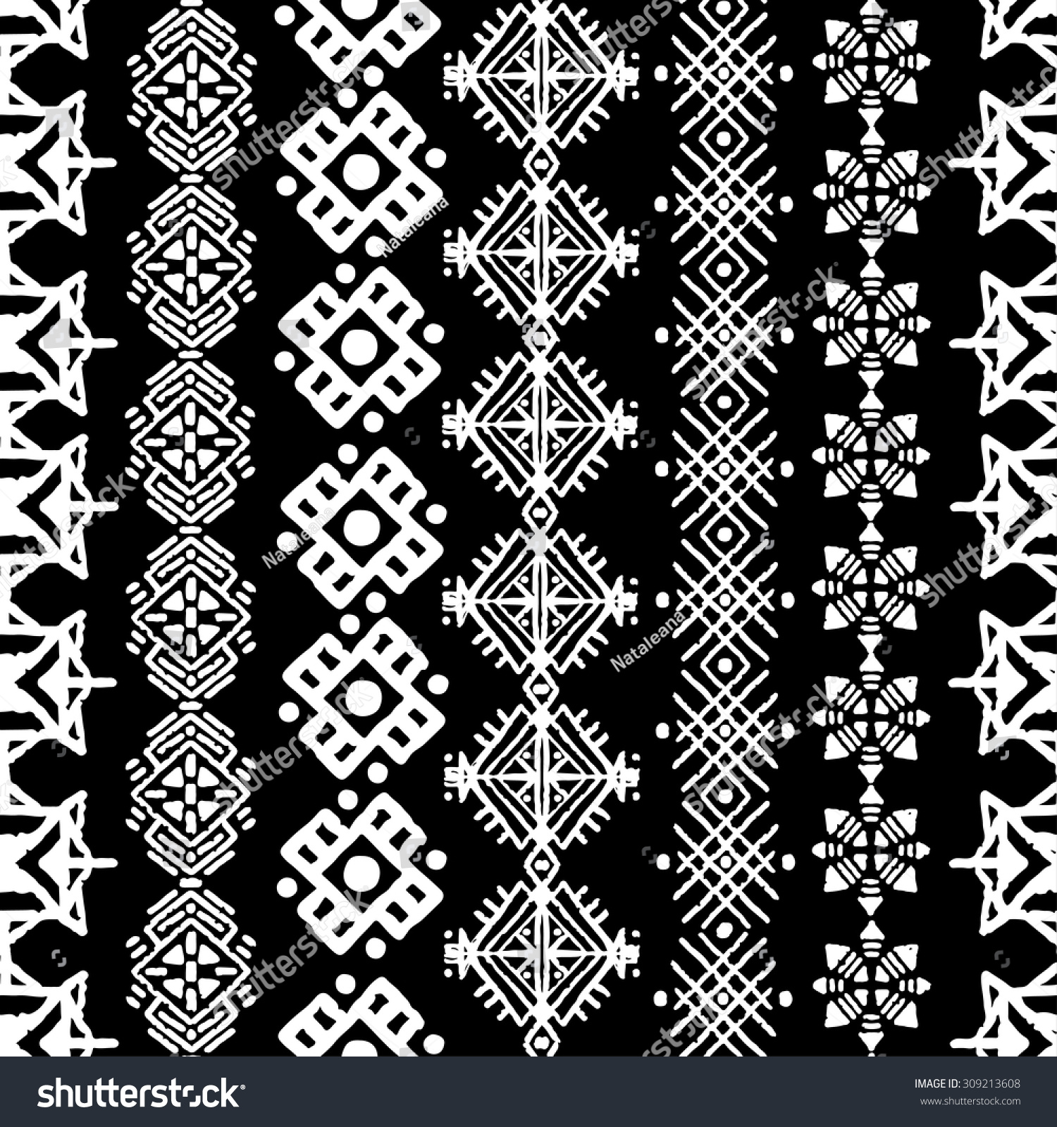 Tribal Art Boho Seamless Pattern Ethnic Stock Vector 309213608 ...