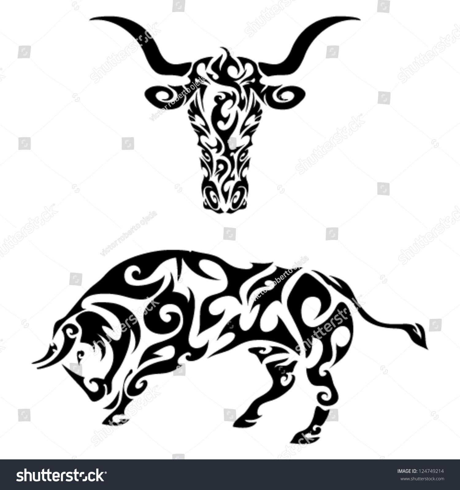 Tribal Bull Stock Vector 124749214 Shutterstock   Stock Vector Tribal Bull 124749214 