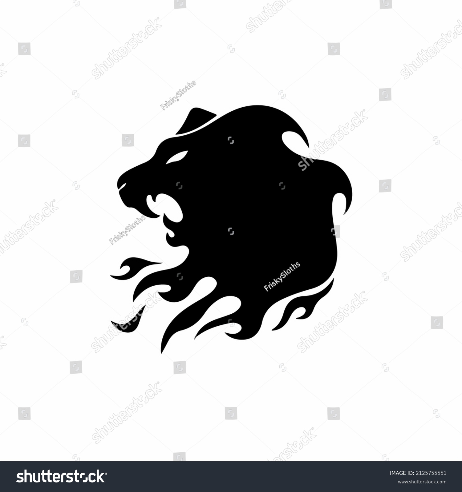 Tribal Burning Lion Head Logo Decal Stock Vector (Royalty Free) 2125755551