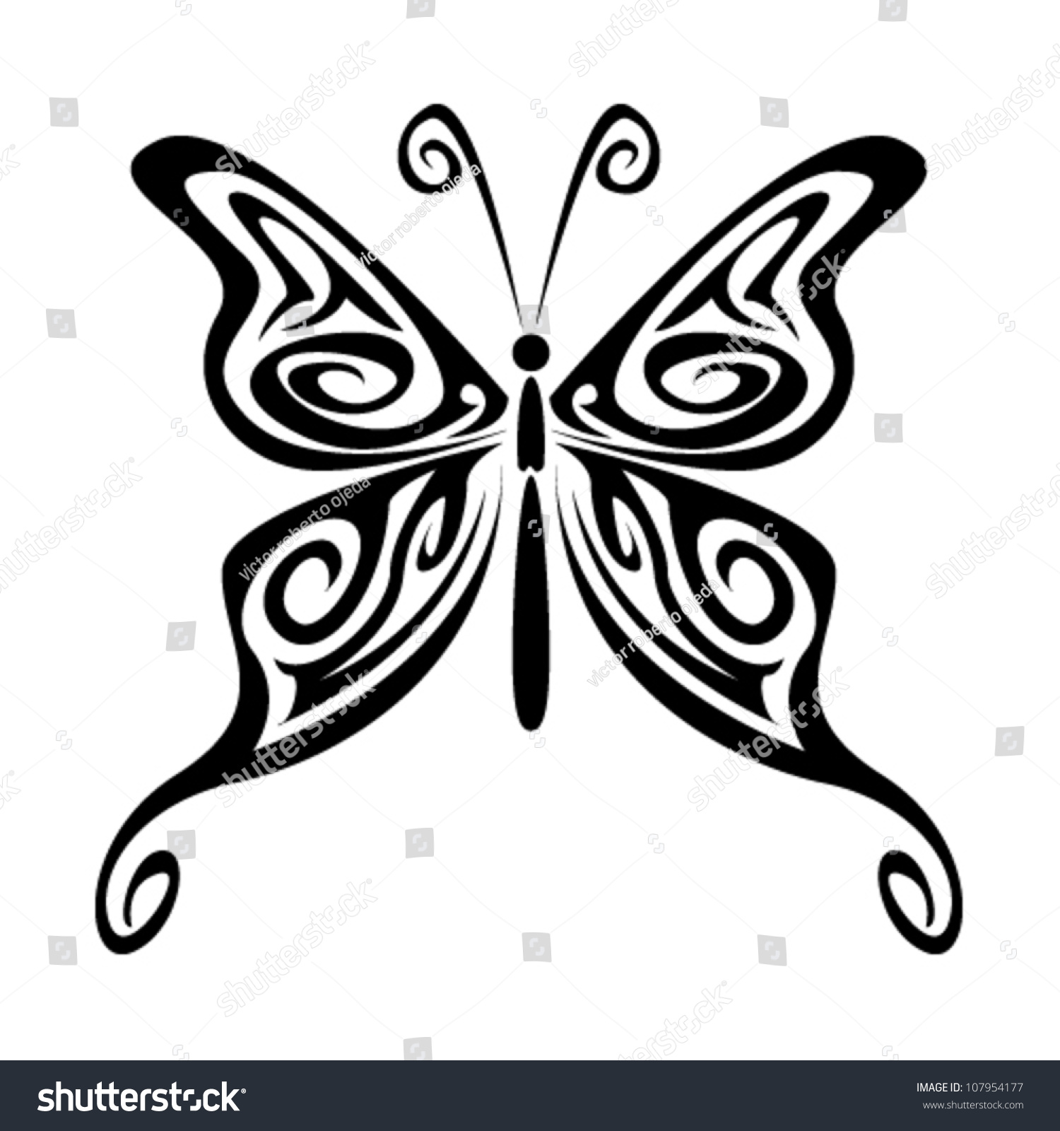 Tribal Butterfly Stock Vector Illustration 107954177 : Shutterstock