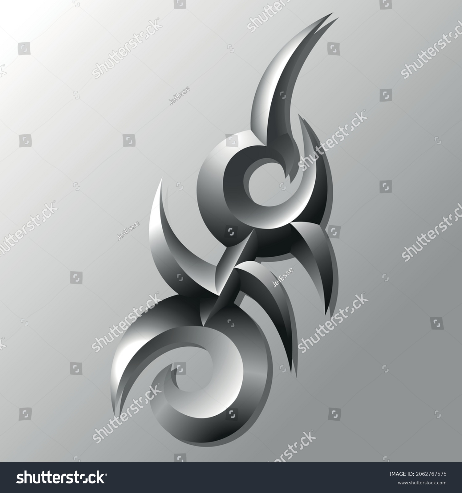 Tribal 3d Vector Draw Tattoo Stock Vector Royalty Free 2062767575   Stock Vector Tribal D Vector Draw For Tattoo 2062767575 