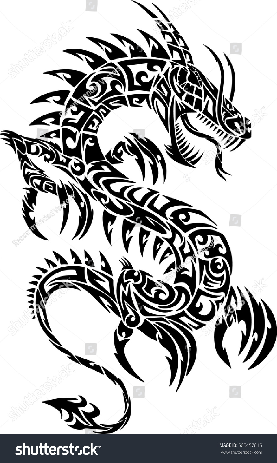 tribal dragon tattoo design illustration stock vector 565457815 tribal dragon tattoo design illustration stock vector 565457815
