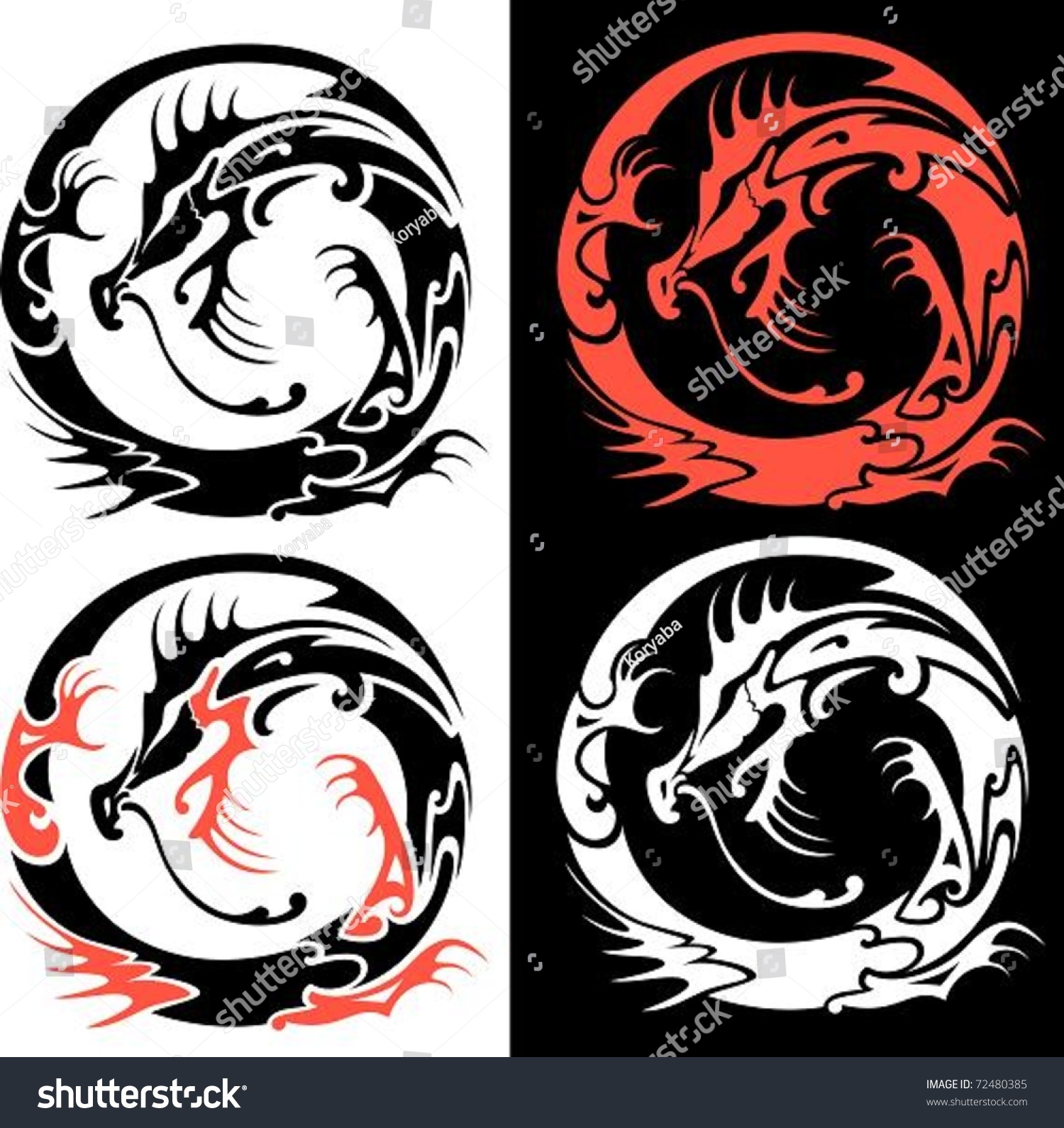 Tribal Dragon Vector Illustration Tribal Dragons Stock 