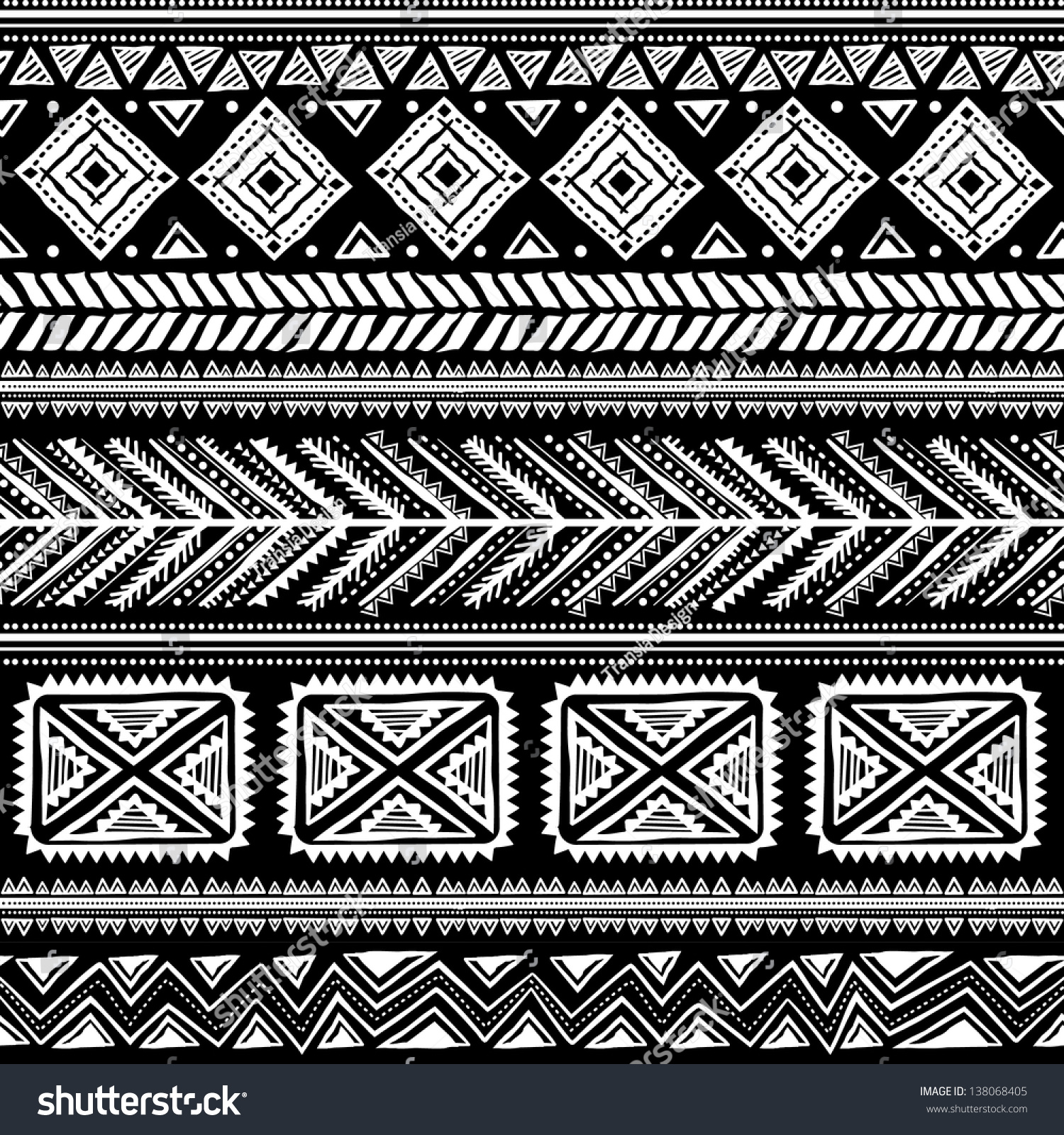 Tribal Ethnic Seamless Stock Vector Illustration 138068405 : Shutterstock
