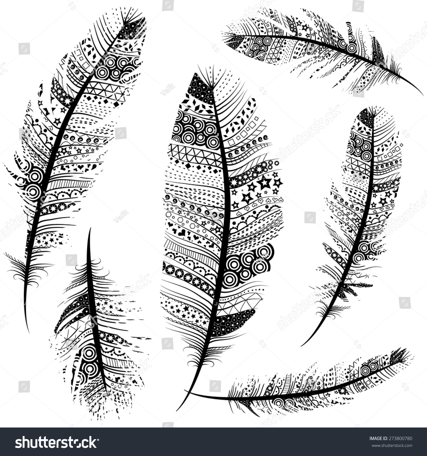 tribal feather vector art catcher christmas dream sketch seamless vintage set illustration background