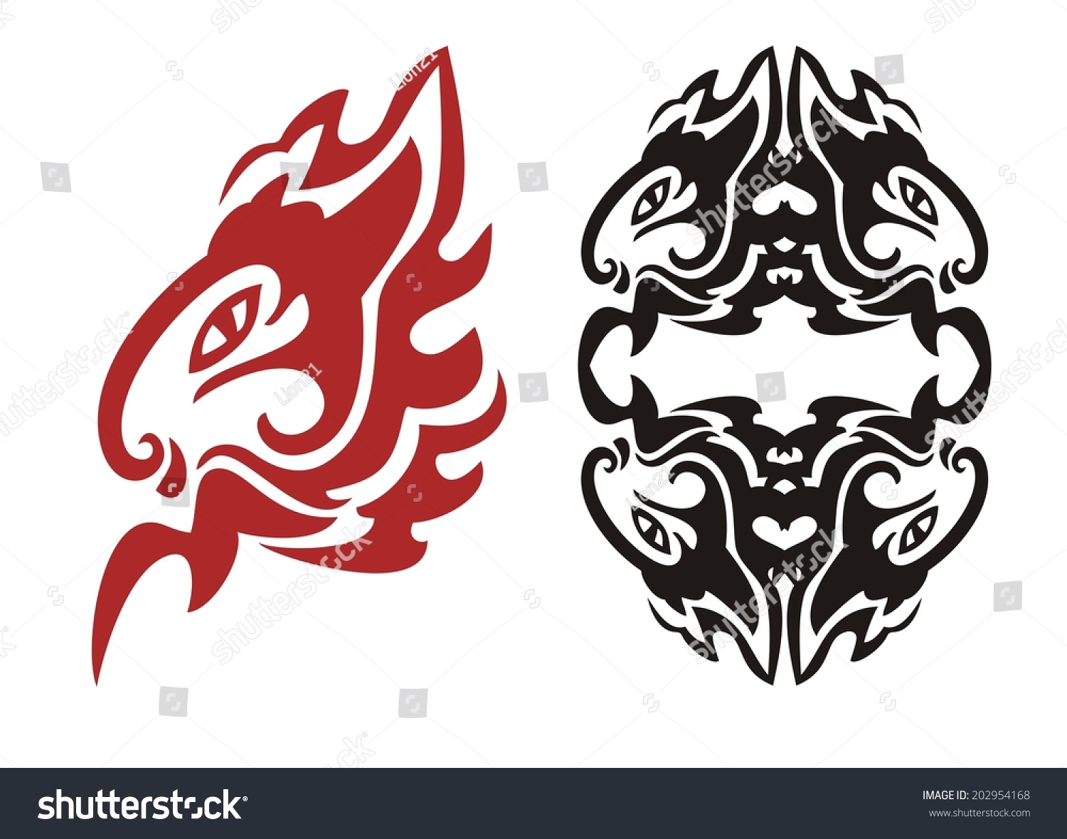 Tribal Flaming Rabbit Head Stock Vector (Royalty Free) 202954168 ...