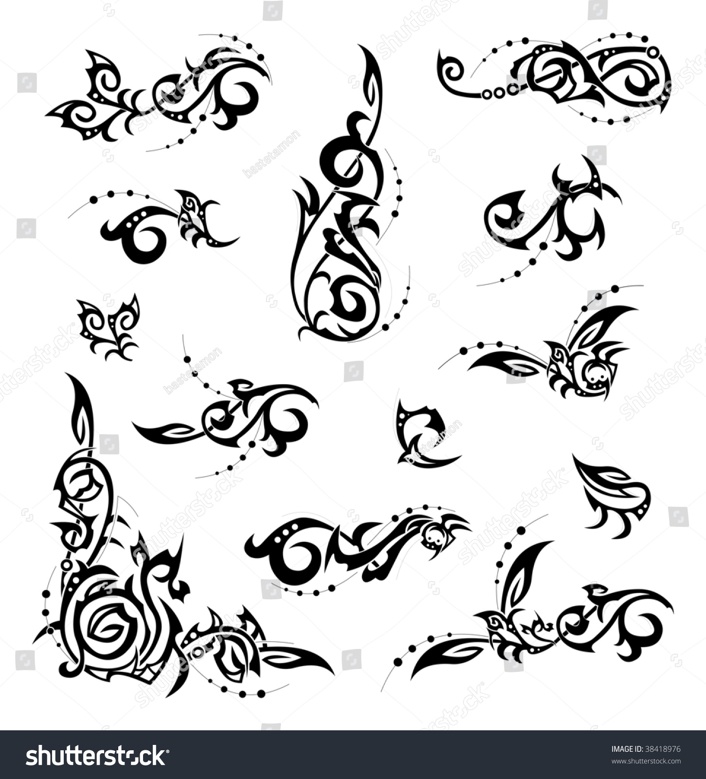 Tribal Floral Design Elements Stock Vector 38418976 - Shutterstock