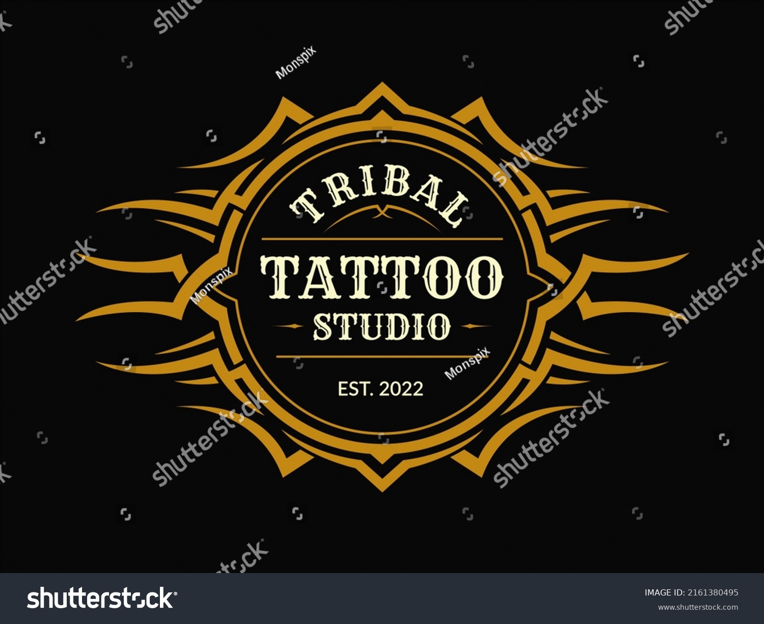 Tribal Frame Tattoo Studio Logo Stock Vector (Royalty Free) 2161380495 ...