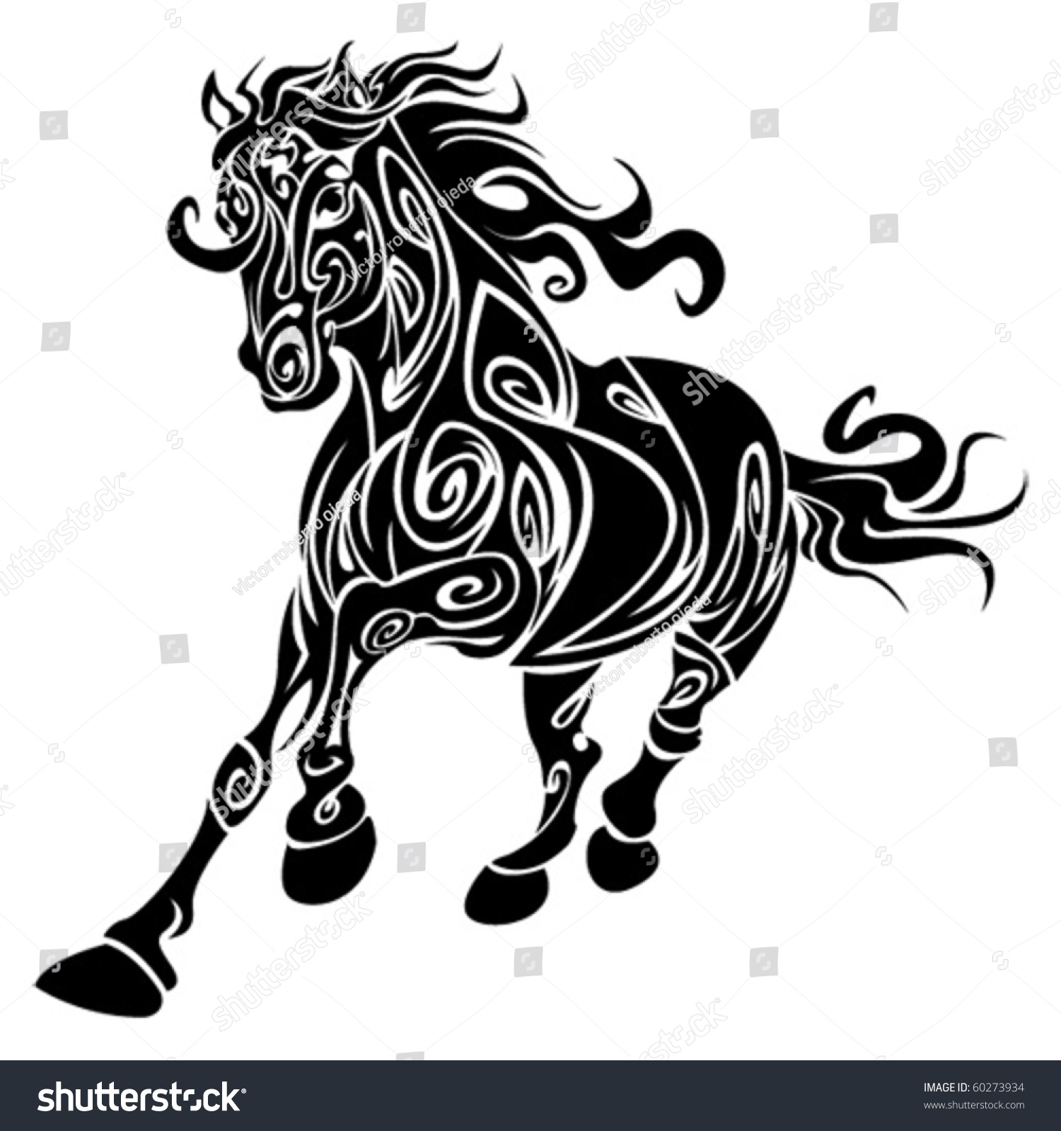 Tribal Horse Stock Vector 60273934 Shutterstock   Stock Vector Tribal Horse 60273934 