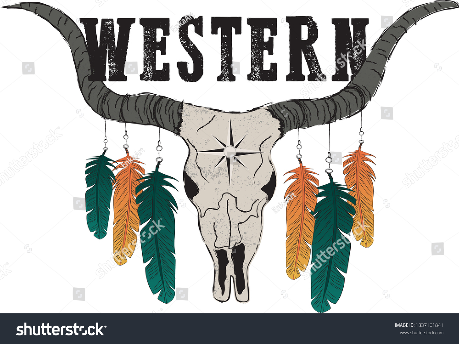 Tribal Native American Western Style Buffalo Stock Vector (Royalty Free ...