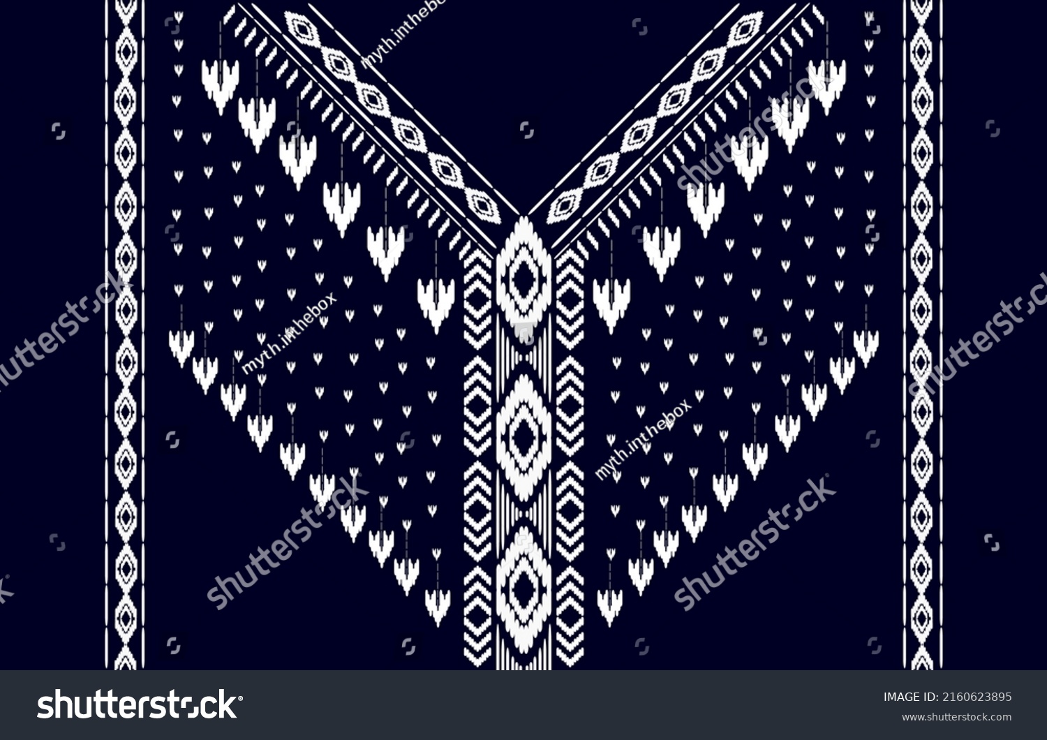 Tribal Neck Embroidery Tribal Neckline Traditional Stock Vector   Stock Vector Tribal Neck Embroidery Tribal Neckline Traditional Oriental Design Geometric Tribal For Print 2160623895 