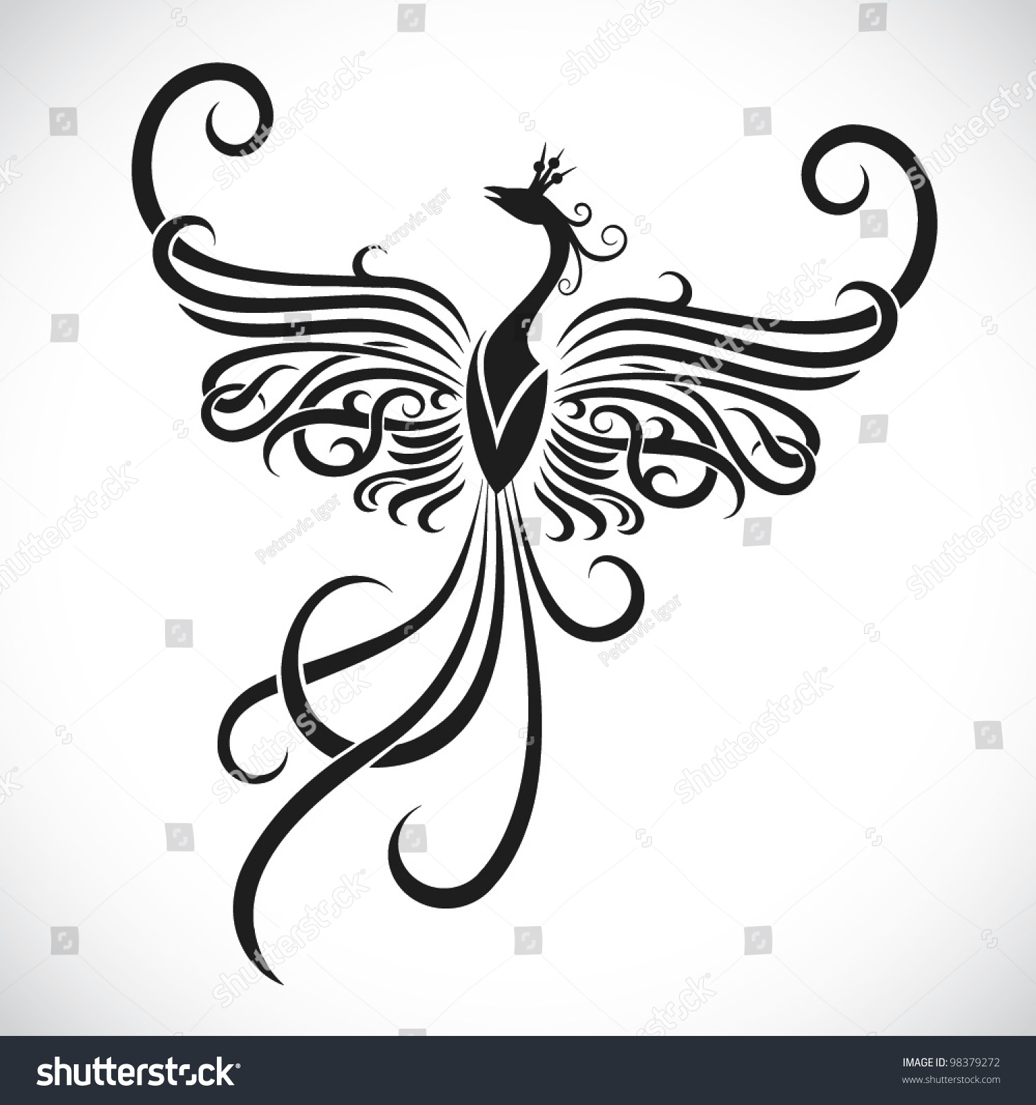 Tribal Phoenix Tattoo Vector Illustration Stock Vector 98379272 ...