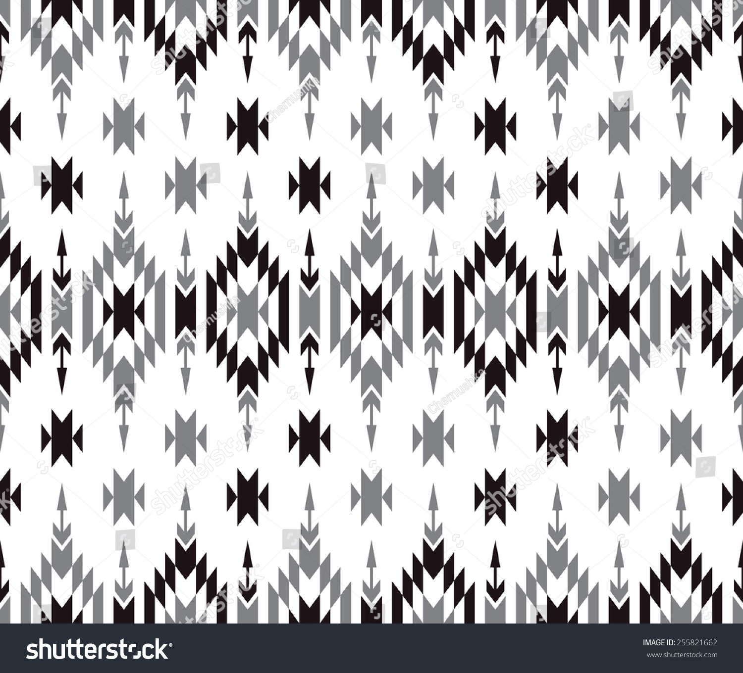 Tribal Seamless Black Grey White Geometric Pattern. Stock Vector ...